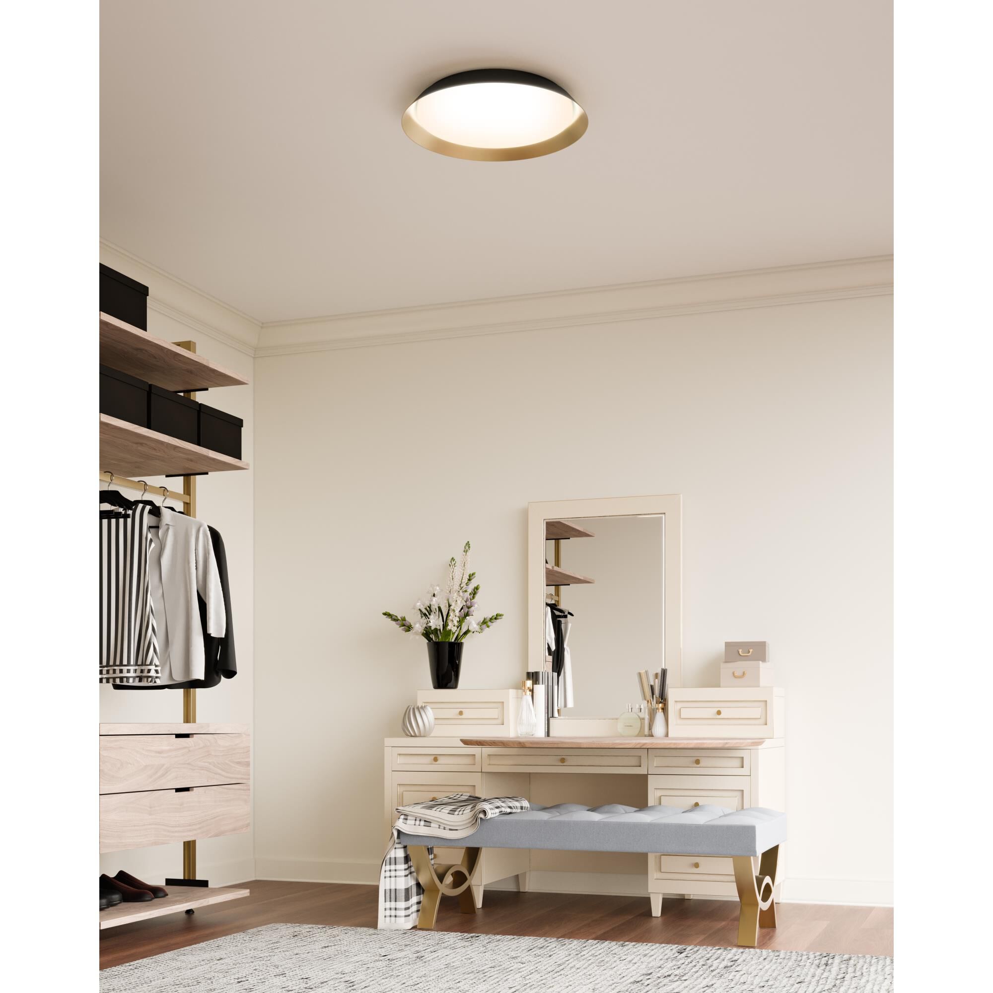 Shown in Black and Gold finish and Frosted Acrylic Diffuser glass