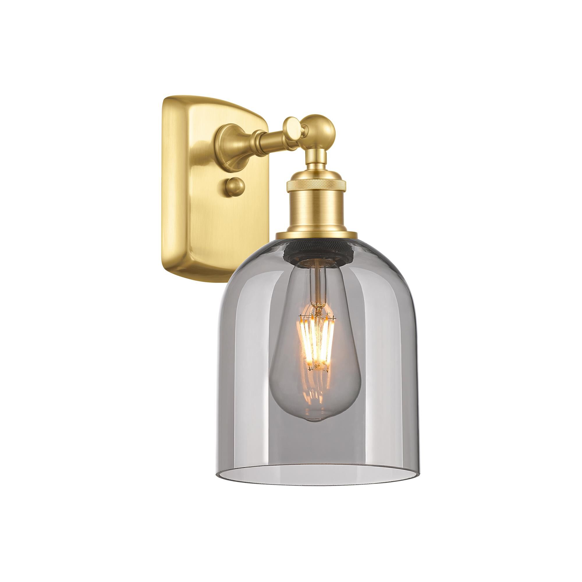 Shown in Satin Gold finish and Light Smoke glass