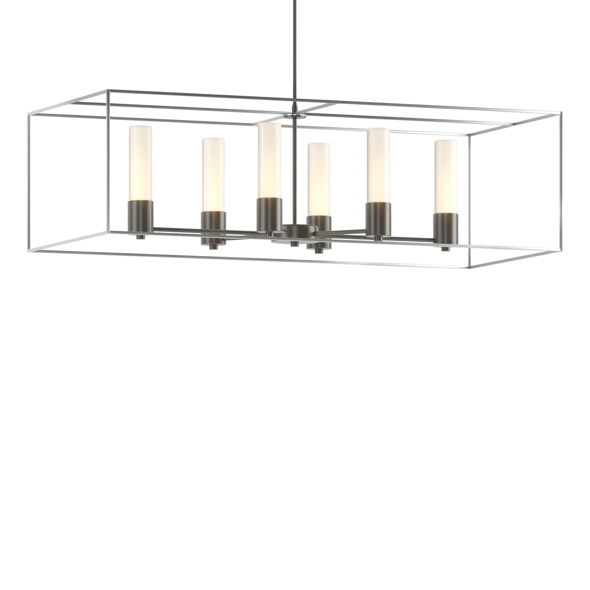 Shown in Dark Smoke finish and Opal glass and Vintage Platinum accent