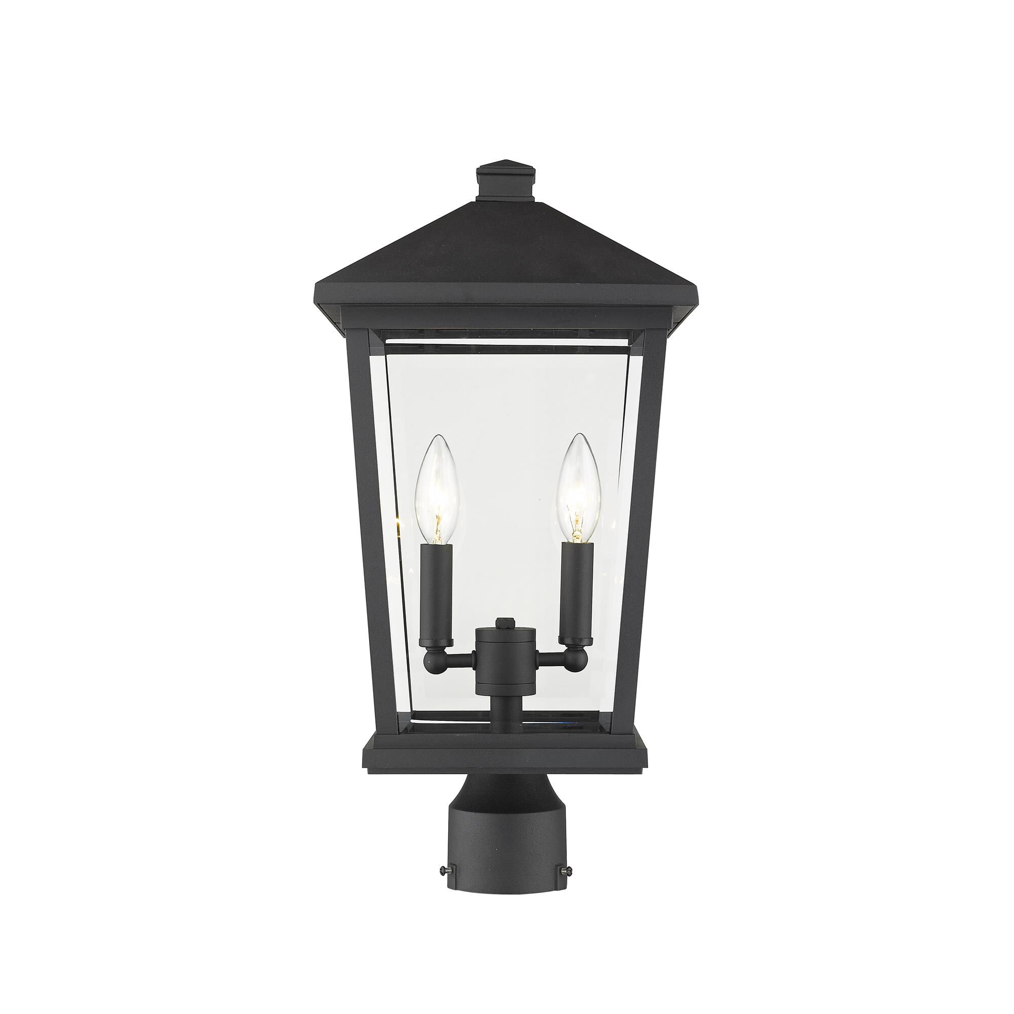 Shown in Black finish and Glass shade