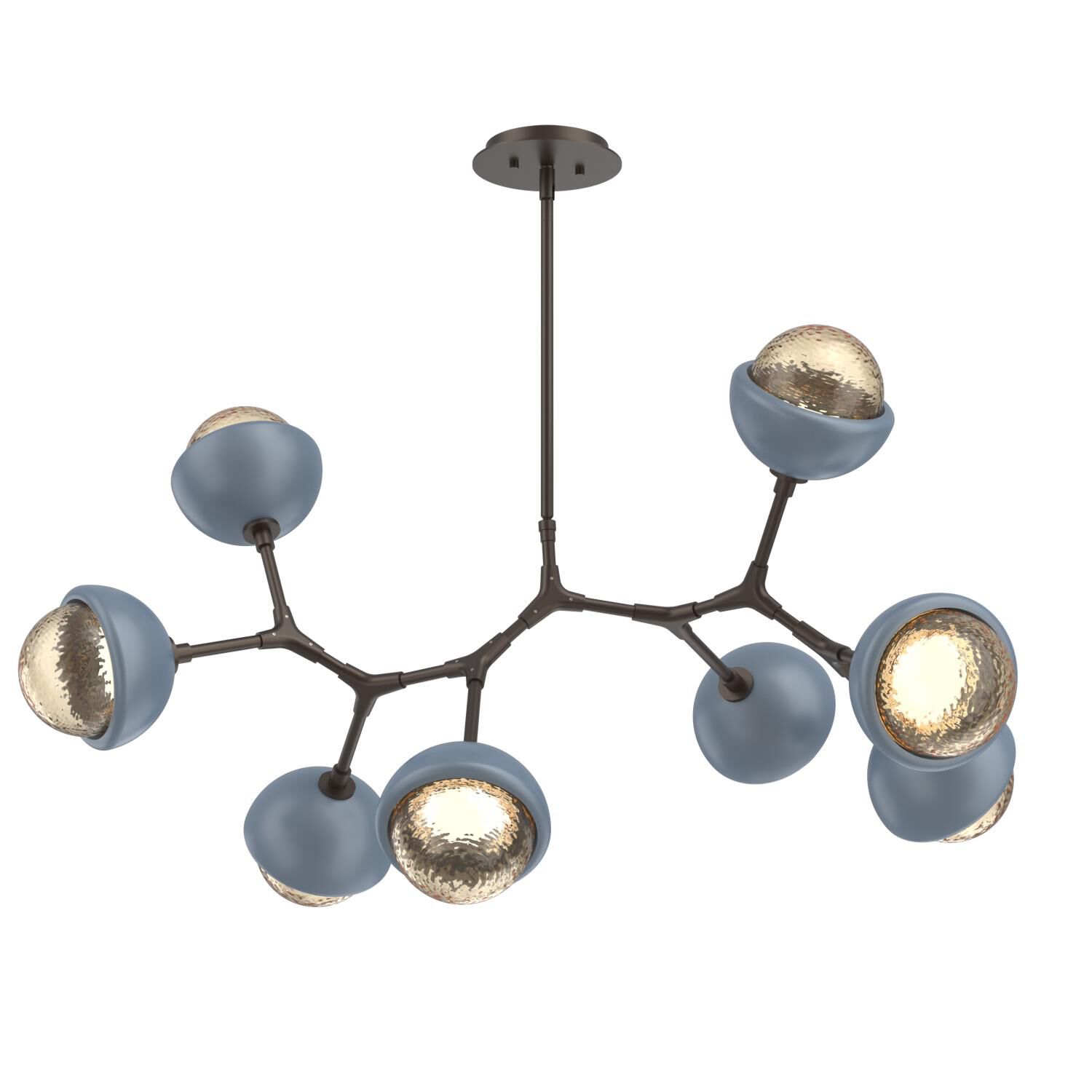 Shown in Flat Bronze finish and Amber glass and Poppy Blue accent