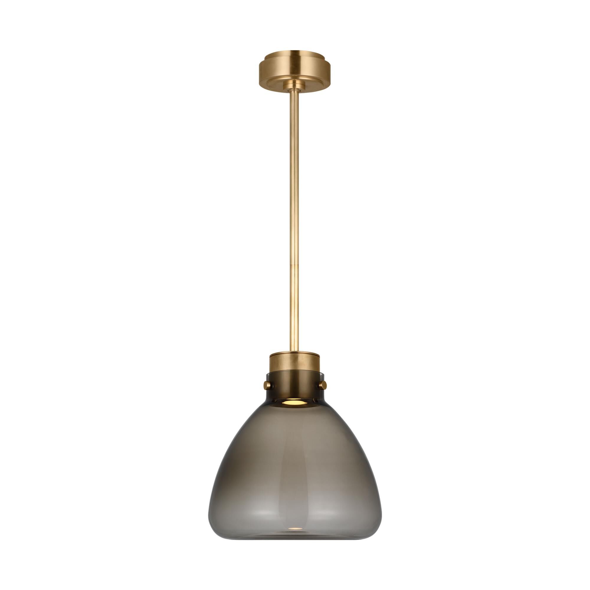 Shown in Hand-Rubbed Antique Brass finish and Smoke glass