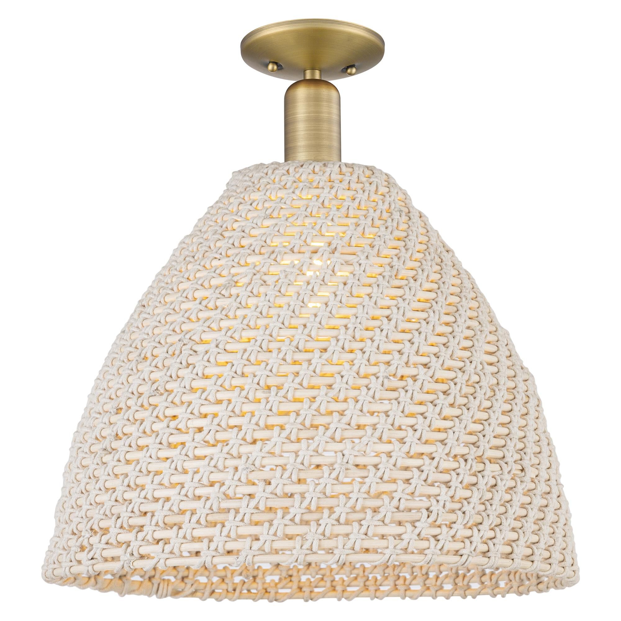 Shown in Brushed Brass finish and Natural shade