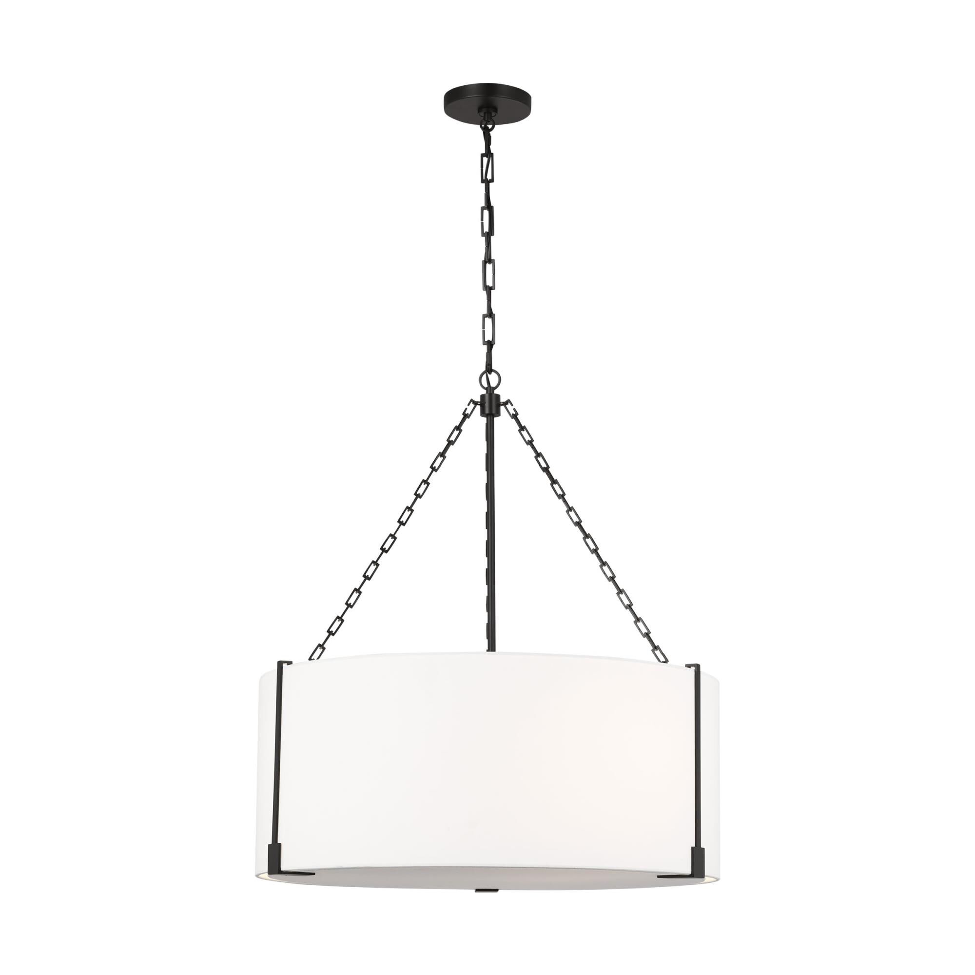 Shown in Aged Iron finish and White Linen shade