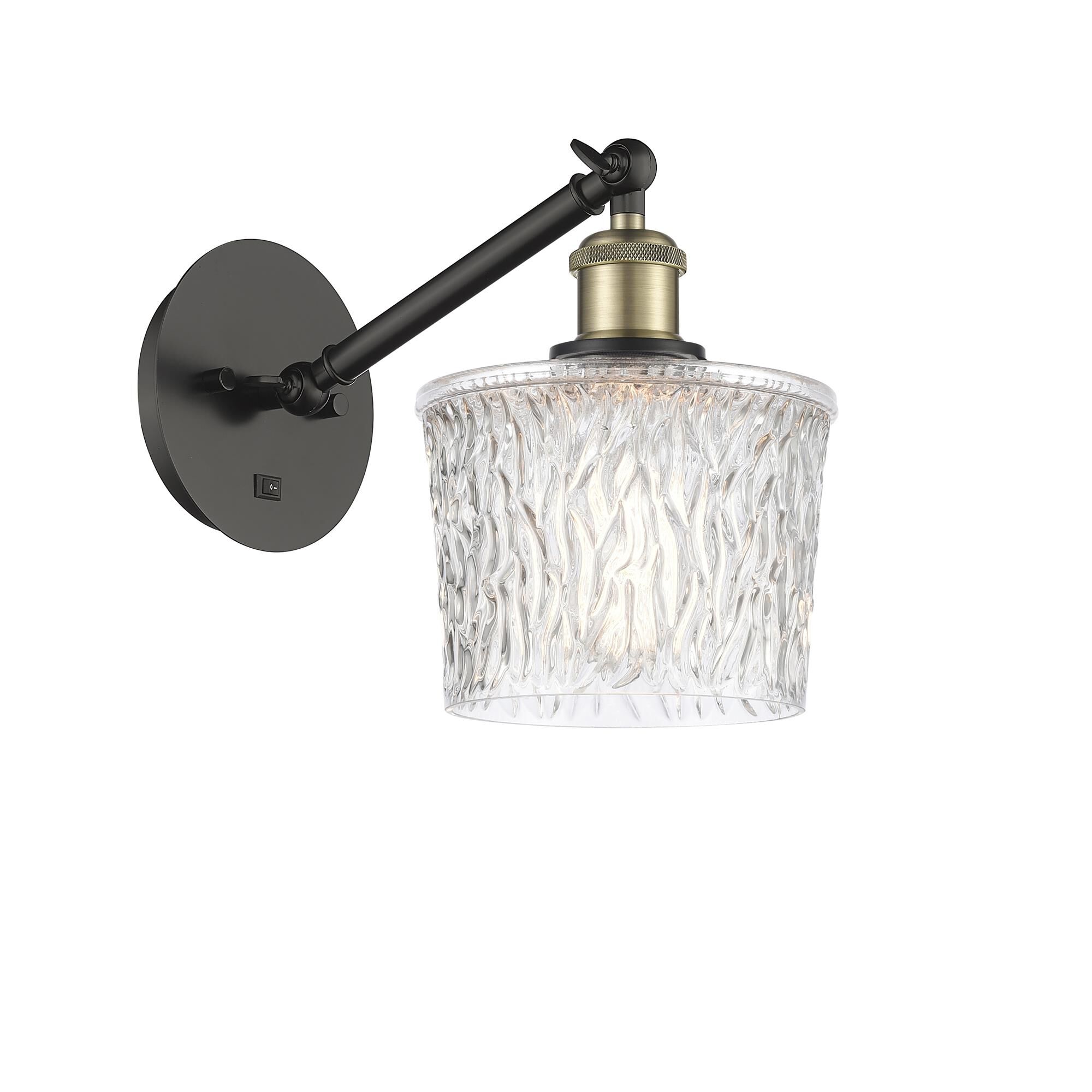 Shown in Black Antique Brass finish and Clear Niagra glass