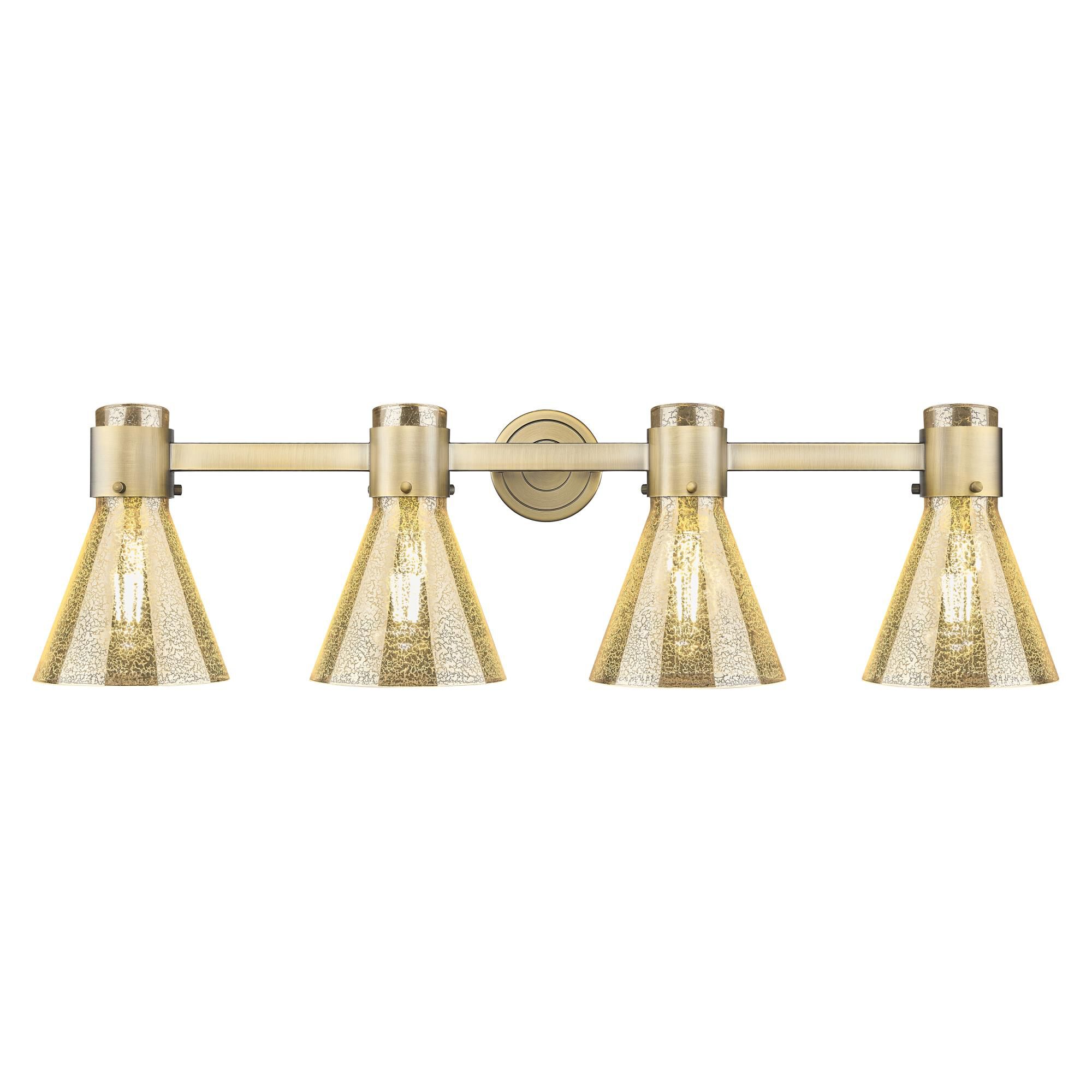 Shown in Brushed Brass finish and Mercury glass