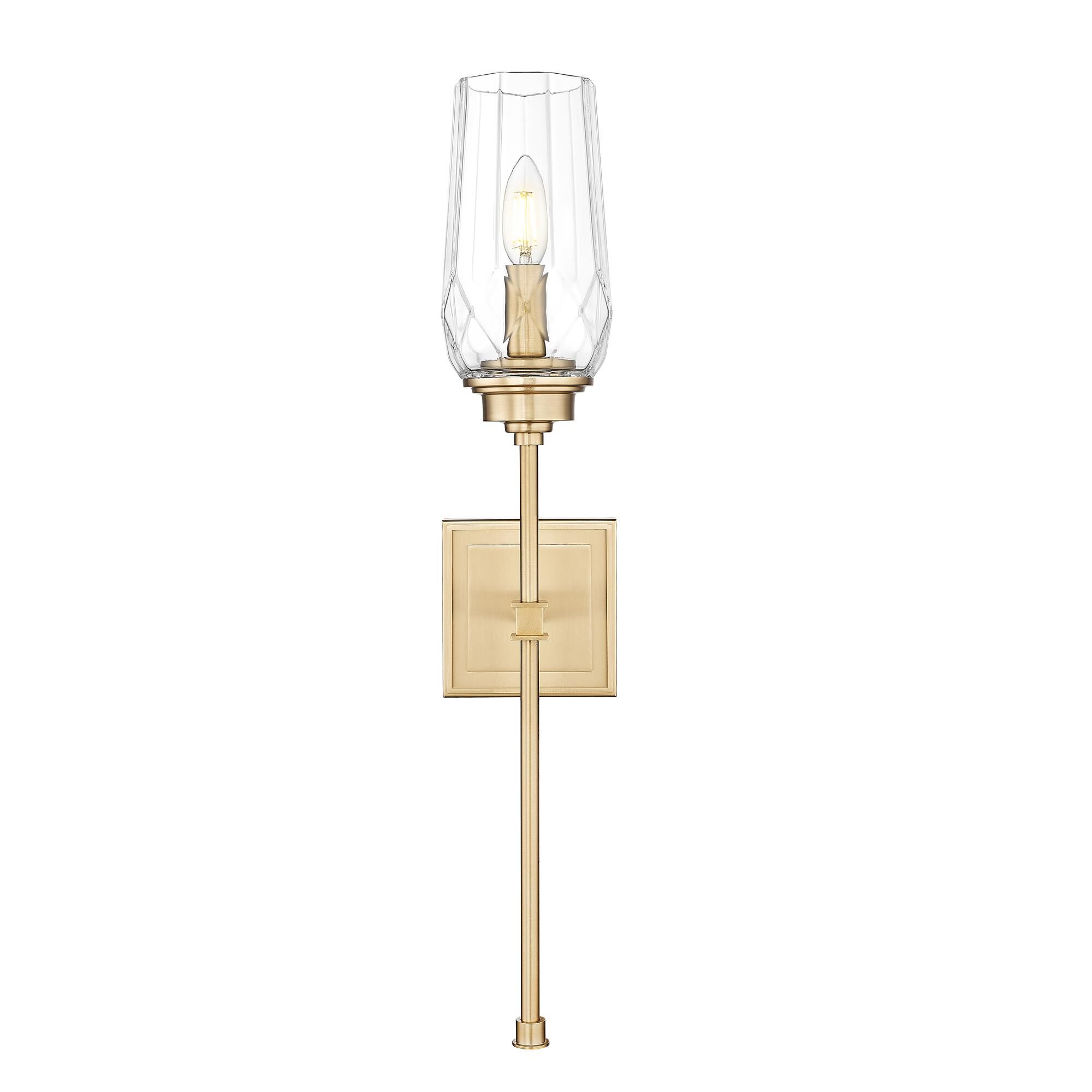 Shown in Modern Gold finish and Clear glass