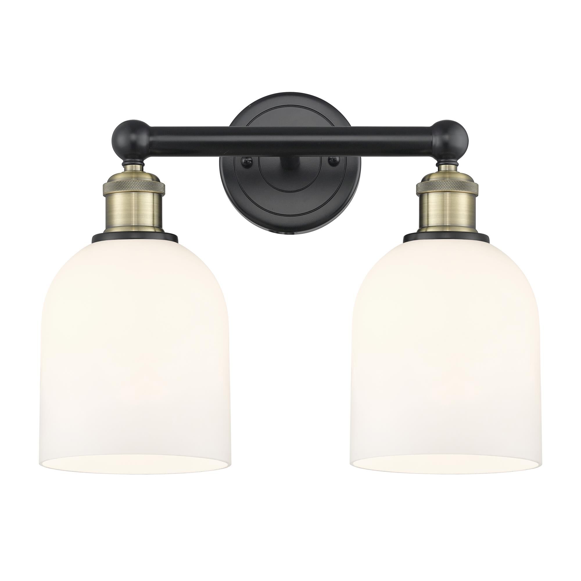 Shown in Black Antique Brass finish and Glossy White glass