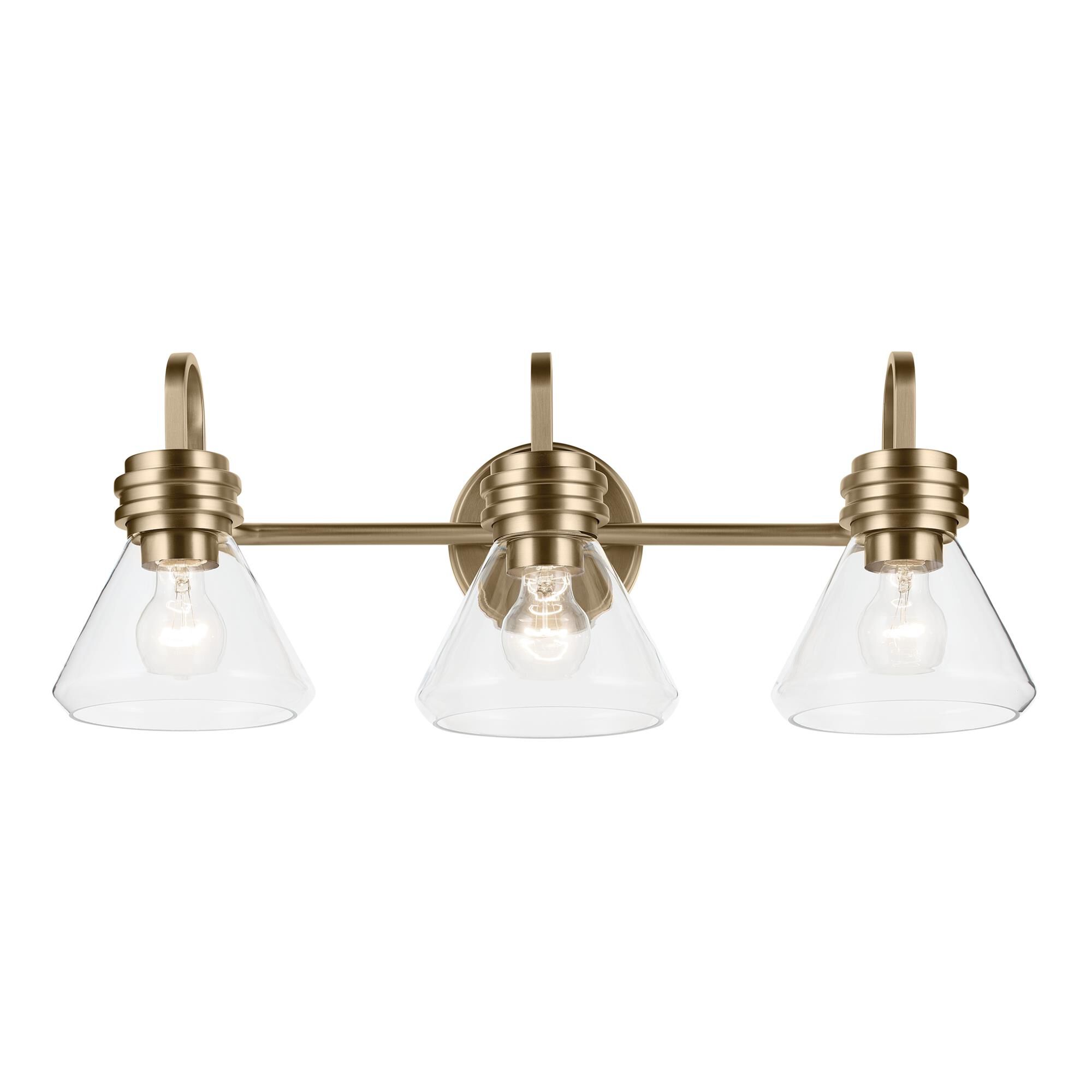 Shown in Champagne Bronze finish and Clear glass
