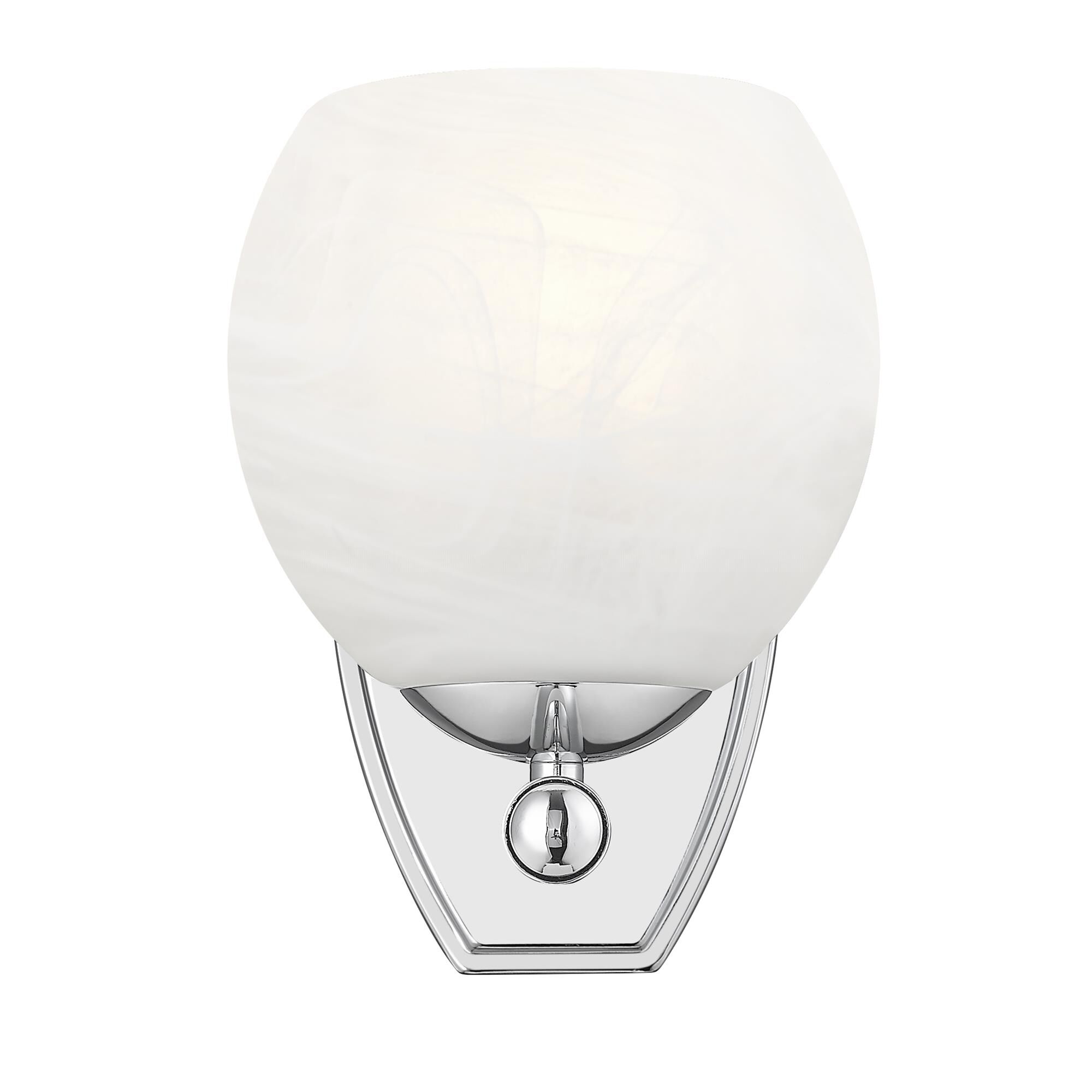Shown in Chrome finish and Feathered White glass