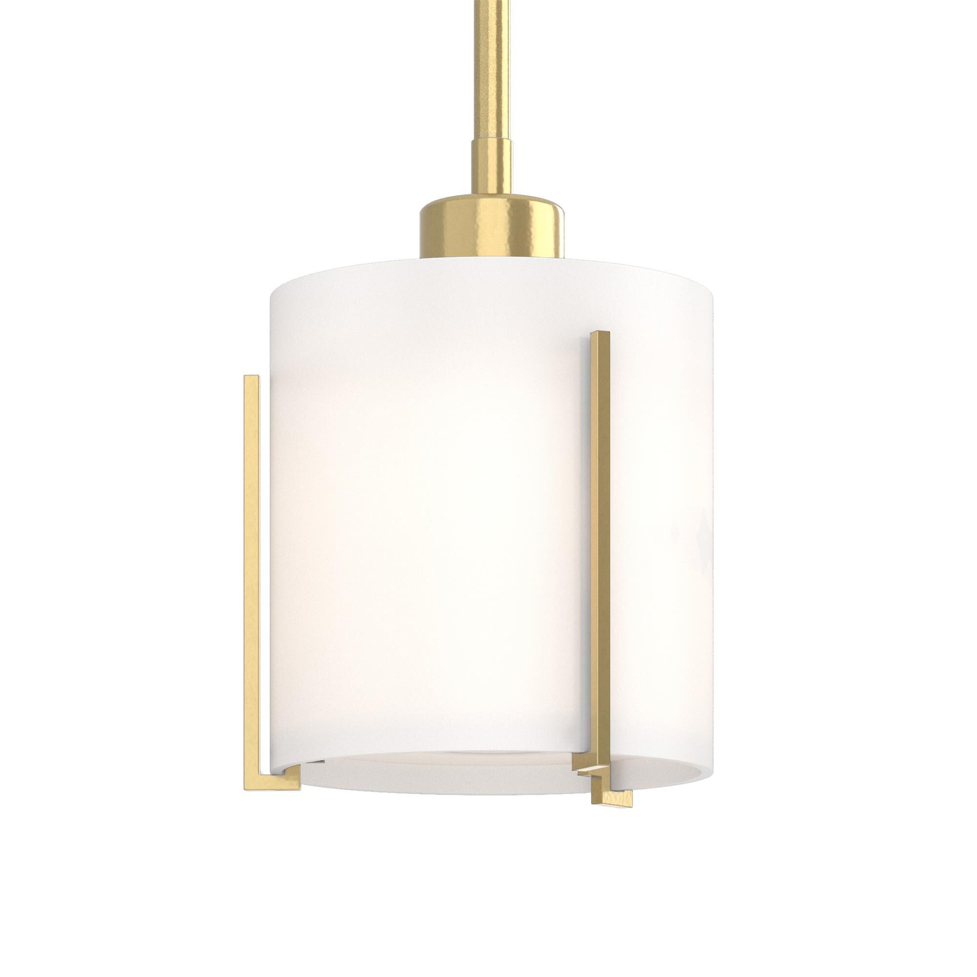 Shown in Modern Brass finish and Opal glass