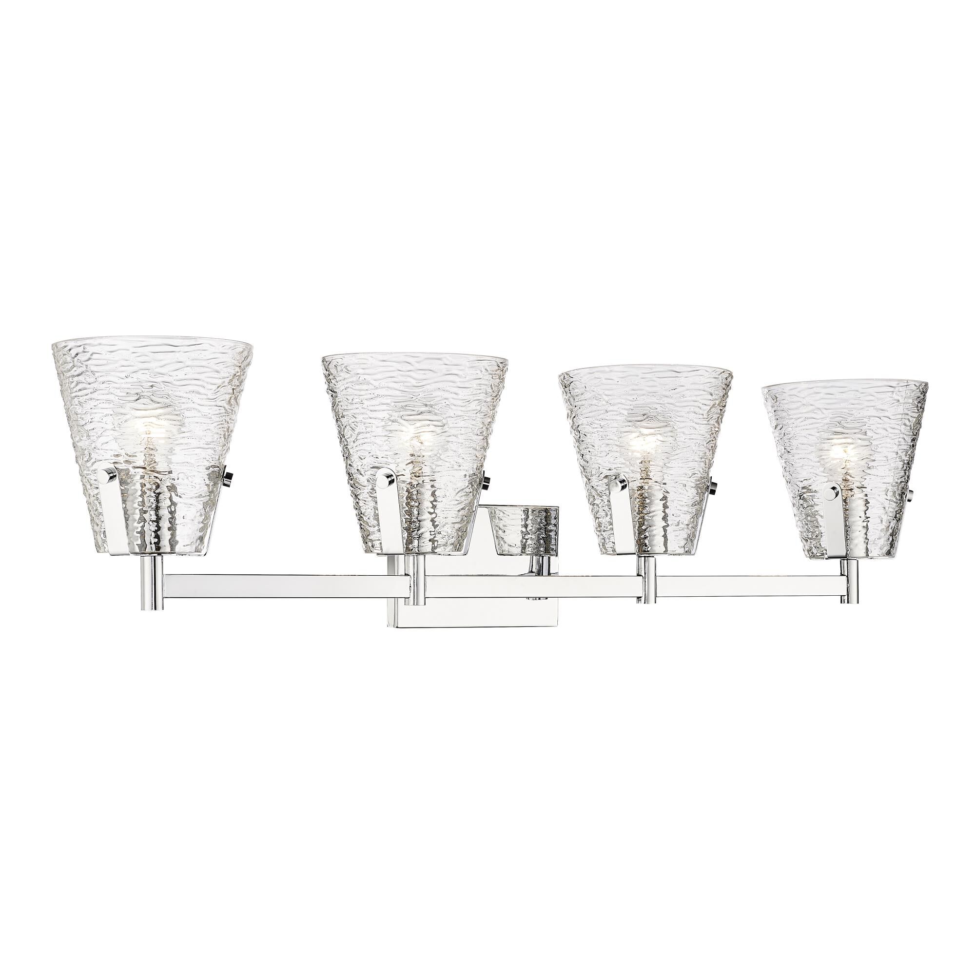 Shown in Chrome finish and Clear Ribbed glass