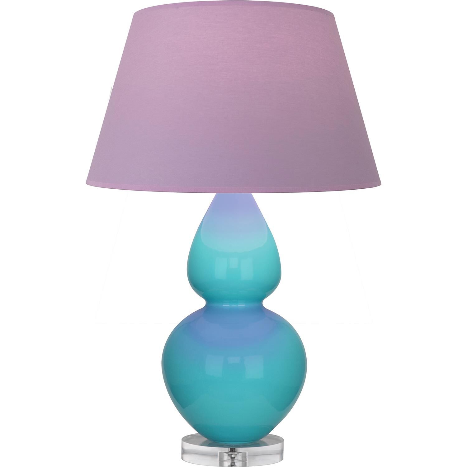 Shown in Egg Blue finish and Lavender and Plum shade and Lucite accent