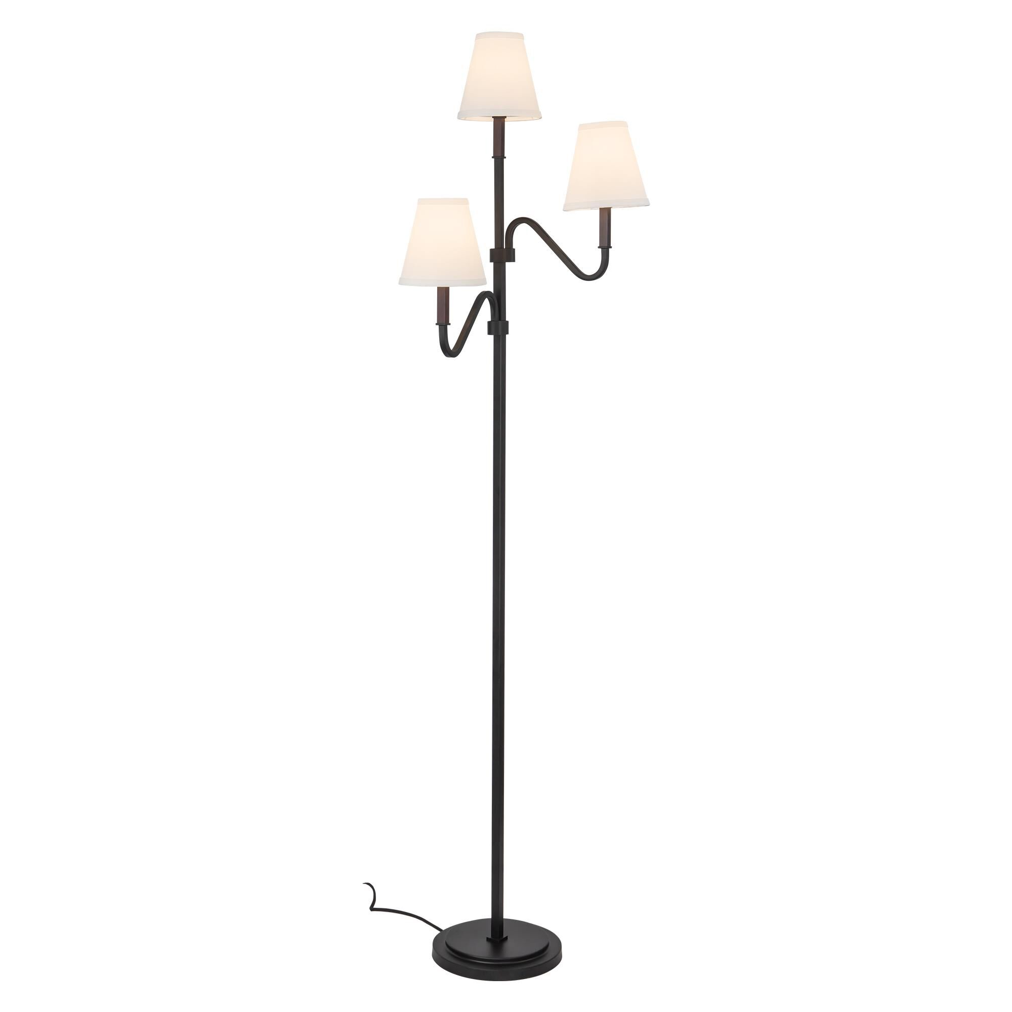 Shown in Matte Black finish and White Linen shade