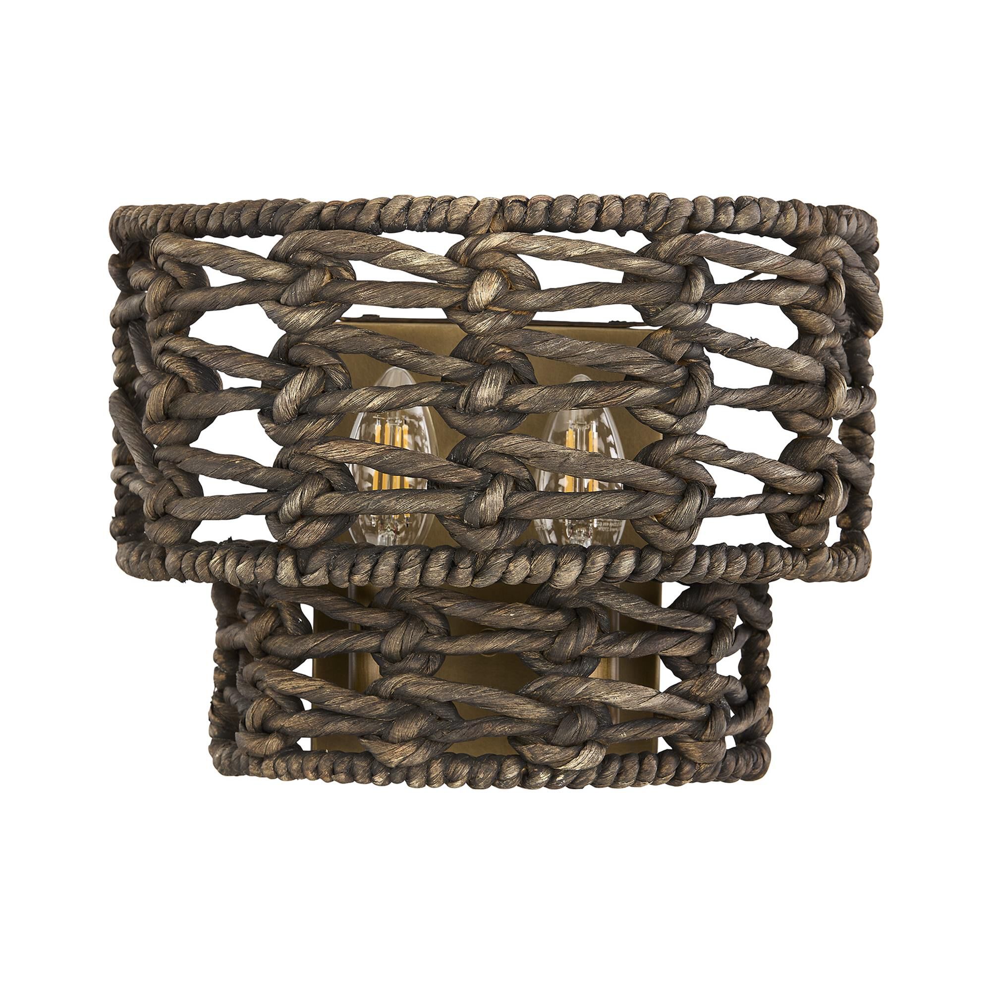 Shown in Riviera Brass finish and Dark Water Hyacinth shade