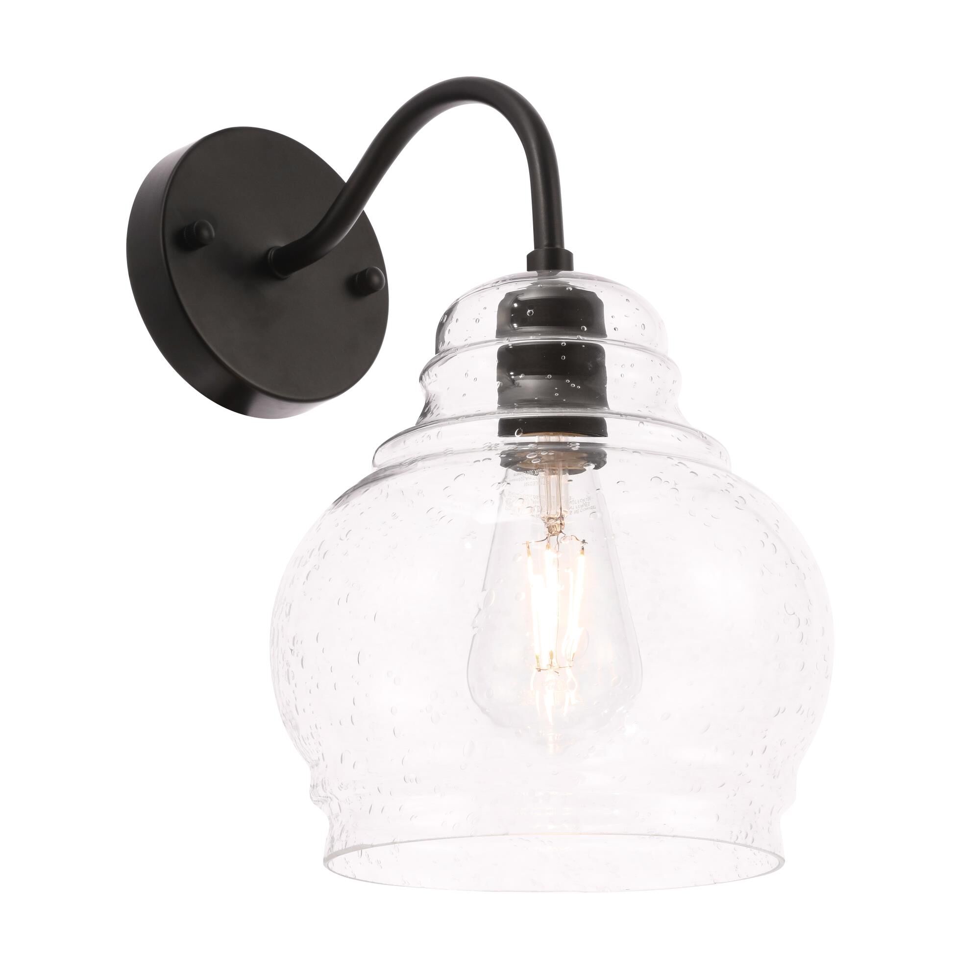 Shown in Black finish and Clear Bubble  glass