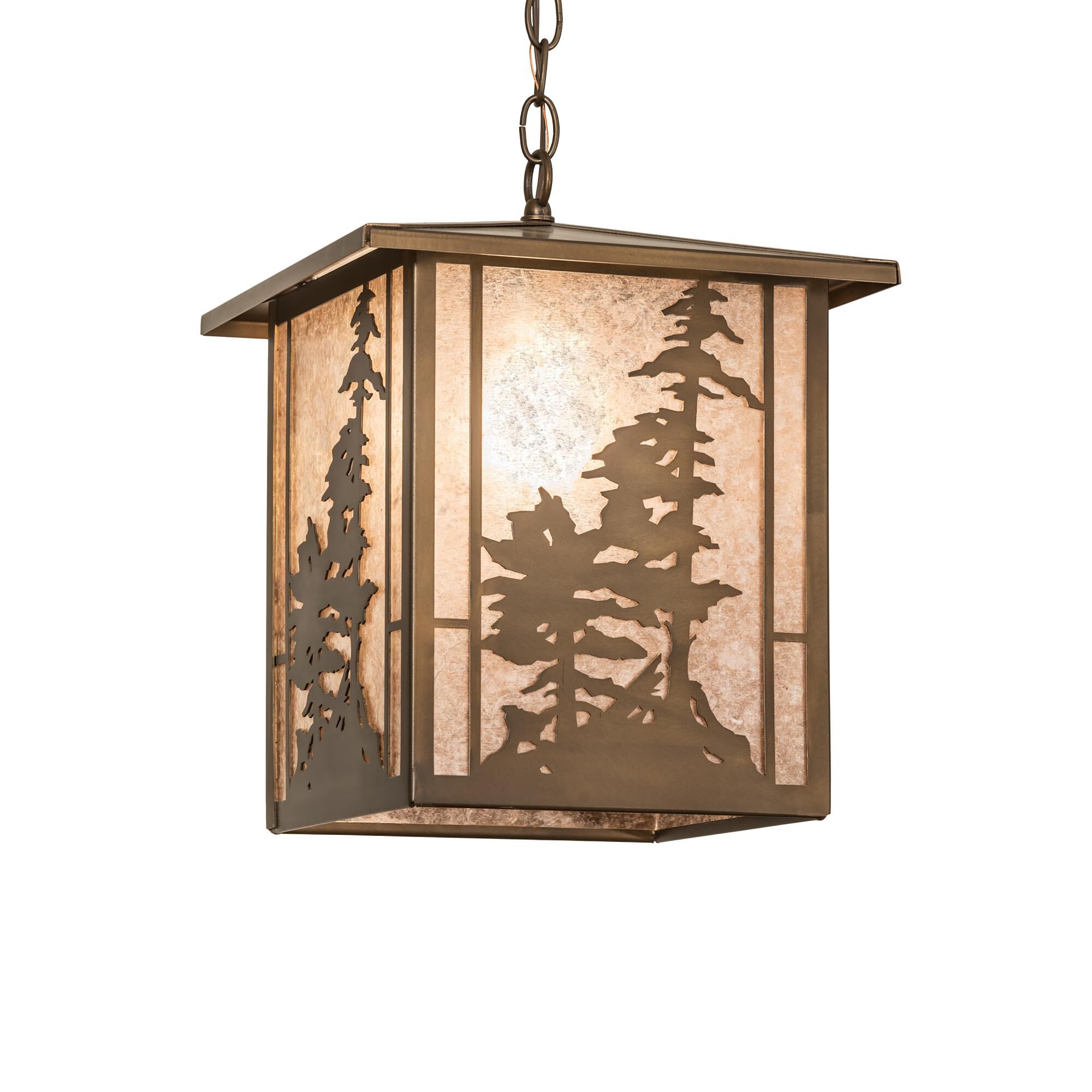 Shown in Antique Copper Finish finish and Silver Mica glass