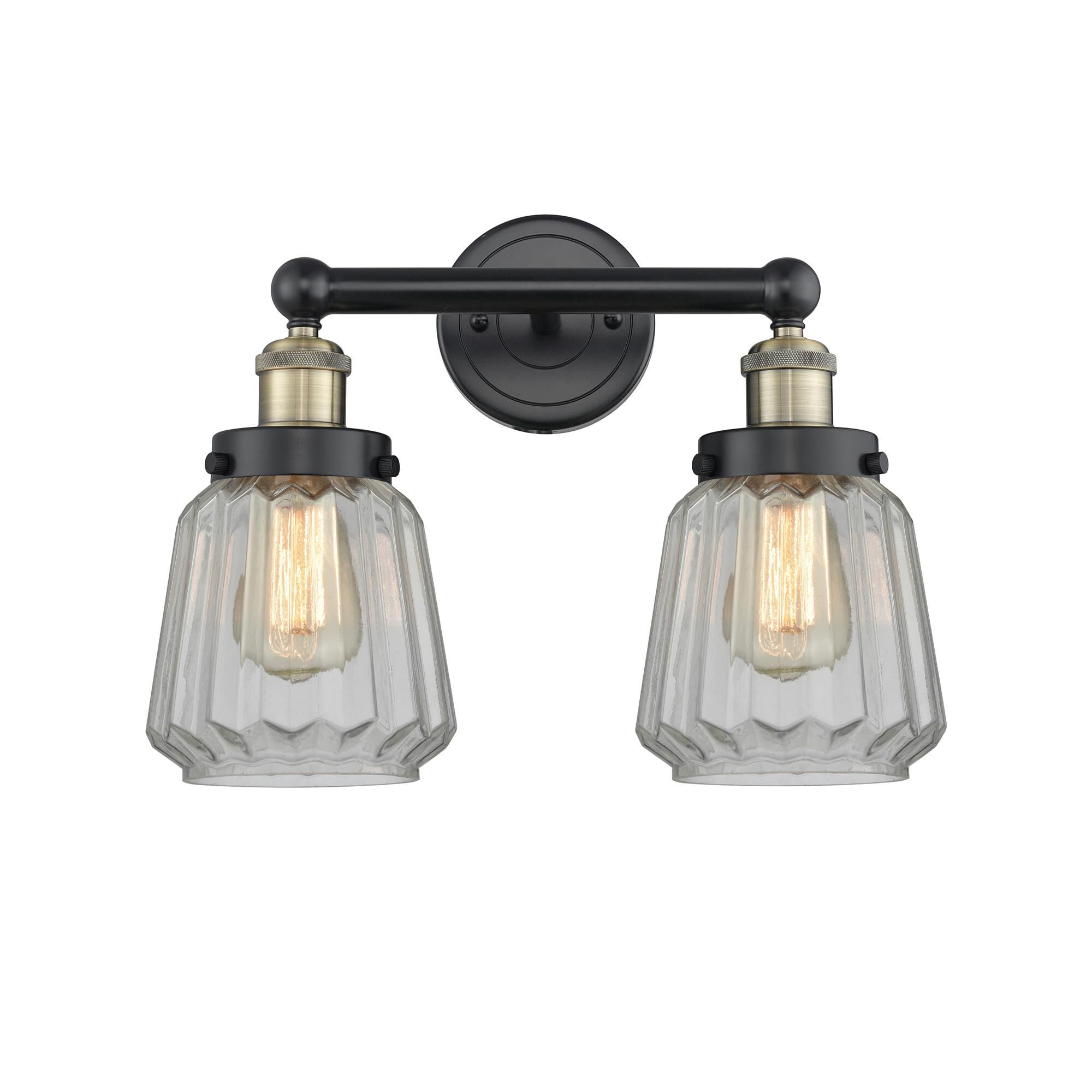 Shown in Black Antique Brass finish and Clear glass