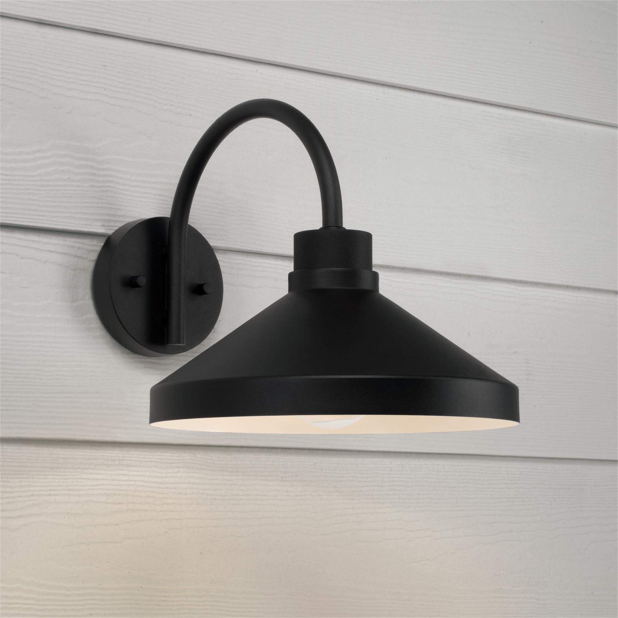 Shown in Black finish and Metal with White Interior shade