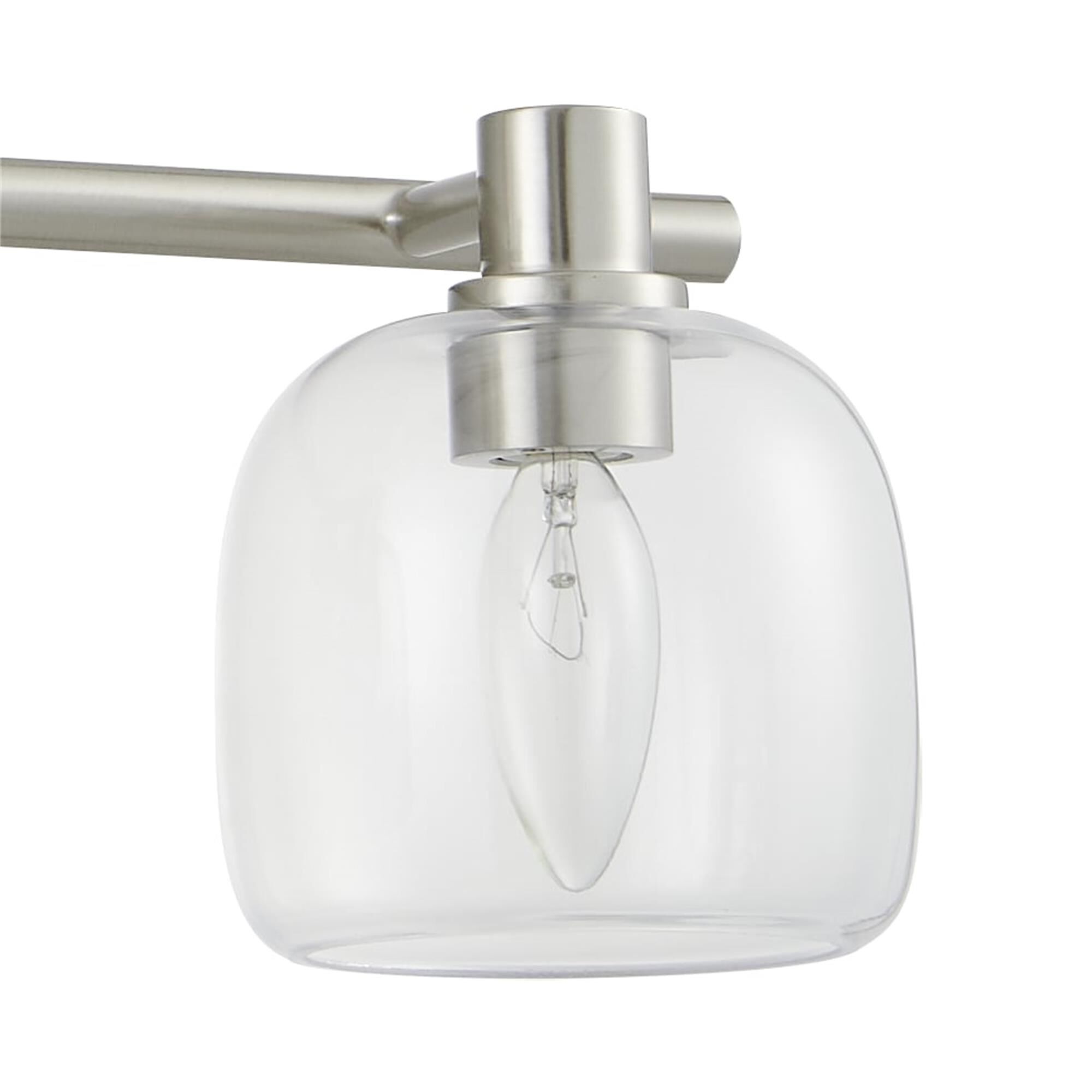Shown in Brushed Nickel finish and Clear glass