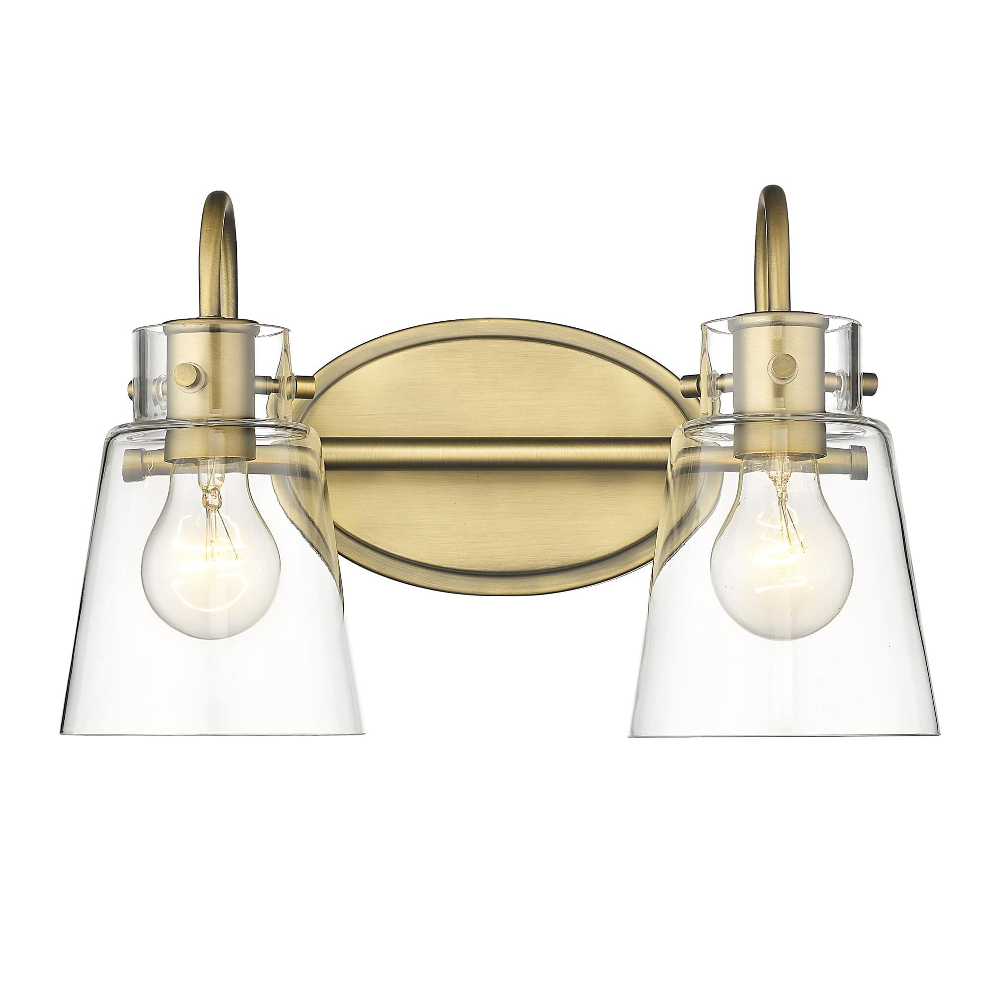 Shown in Antique Brass finish and Clear Glass shade