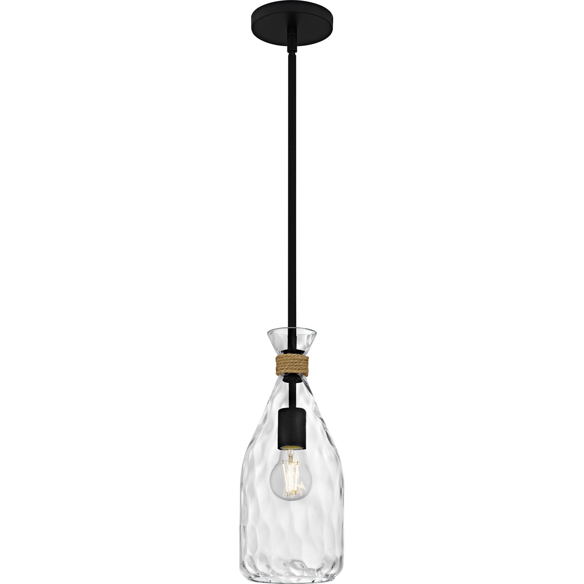 Shown in Matte Black finish and Clear Water Glass shade