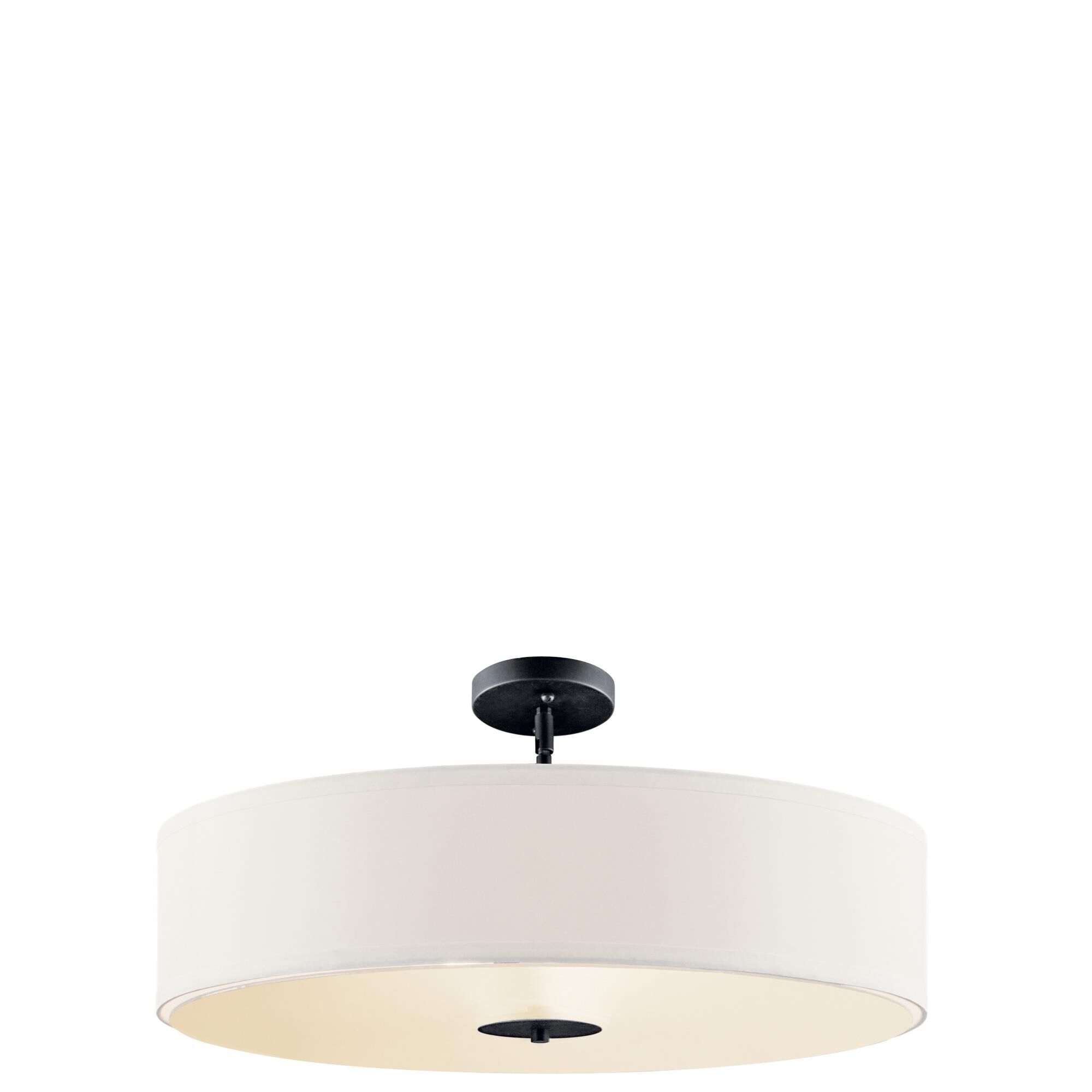 Shown in Black finish and Satin Etched glass and White Microfiber shade