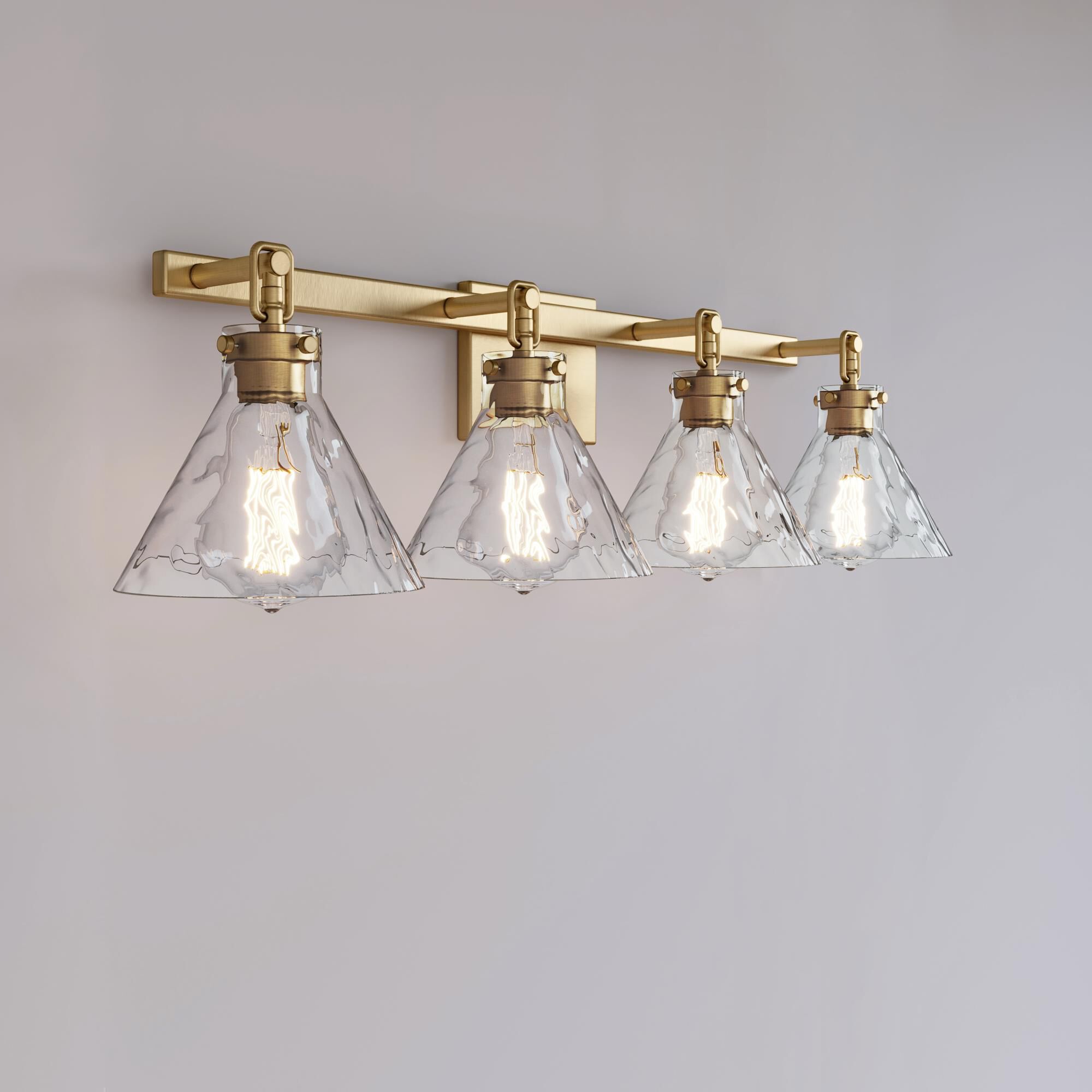 Shown in Vintage Brass finish and Clear Water glass