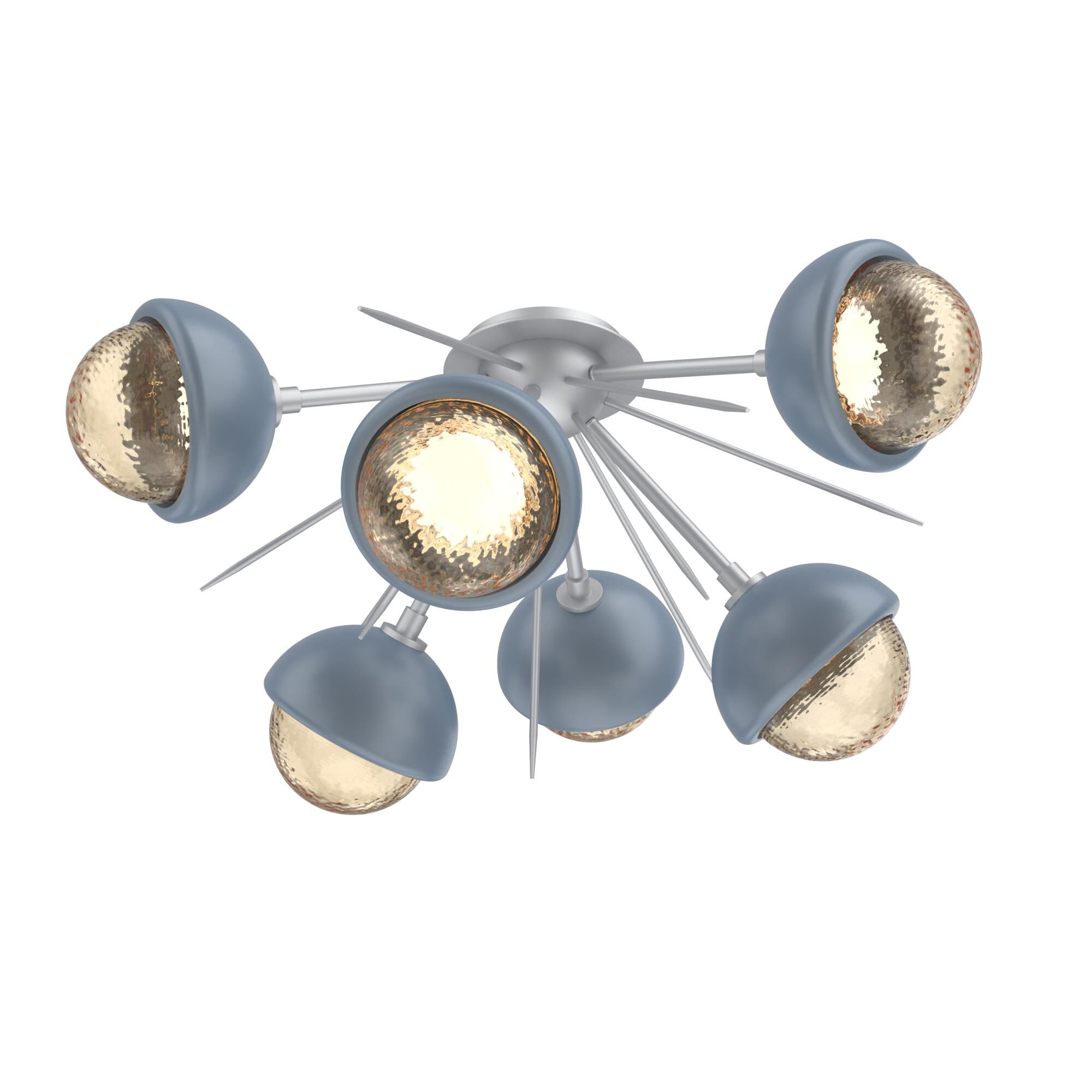 Shown in Classic Silver finish and Amber glass and Poppy Blue accent