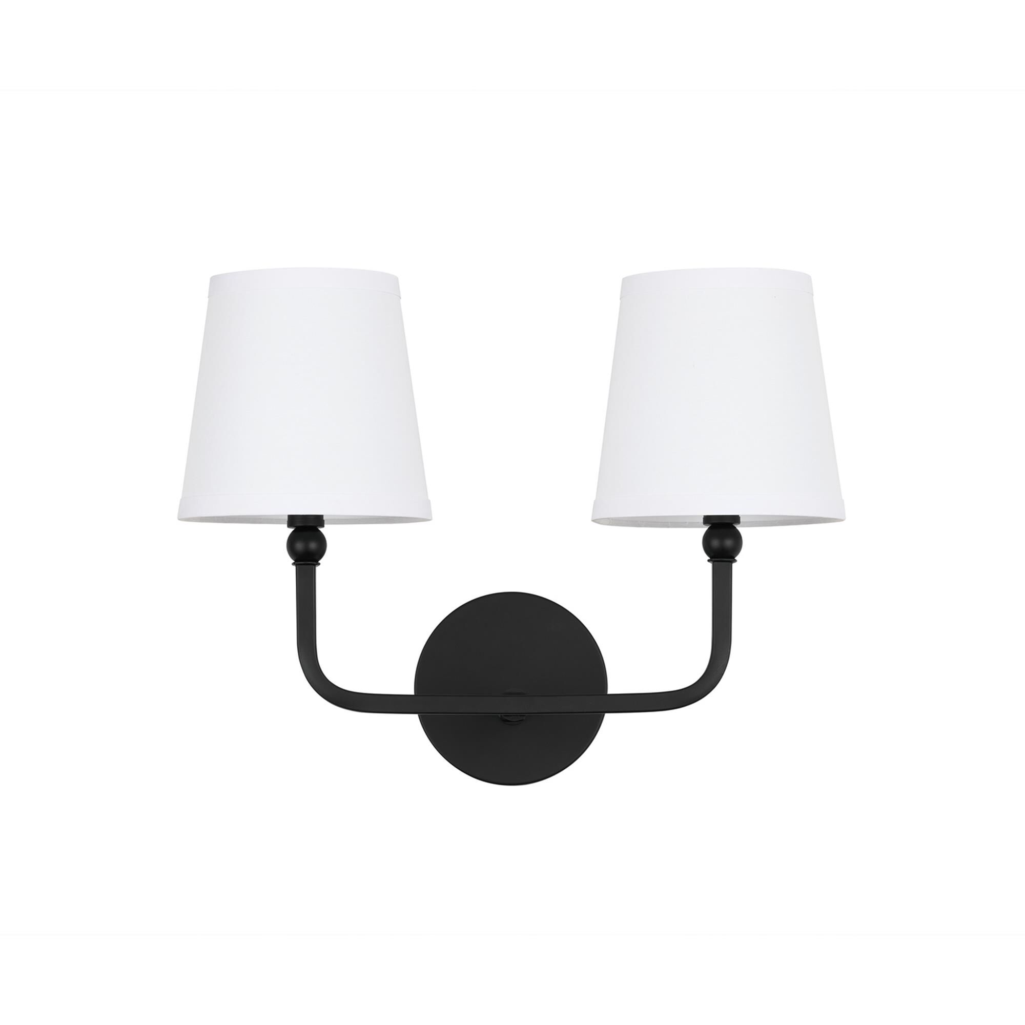 Shown in Matte Black finish and 674 glass and White Fabric Stay-Straight s shade