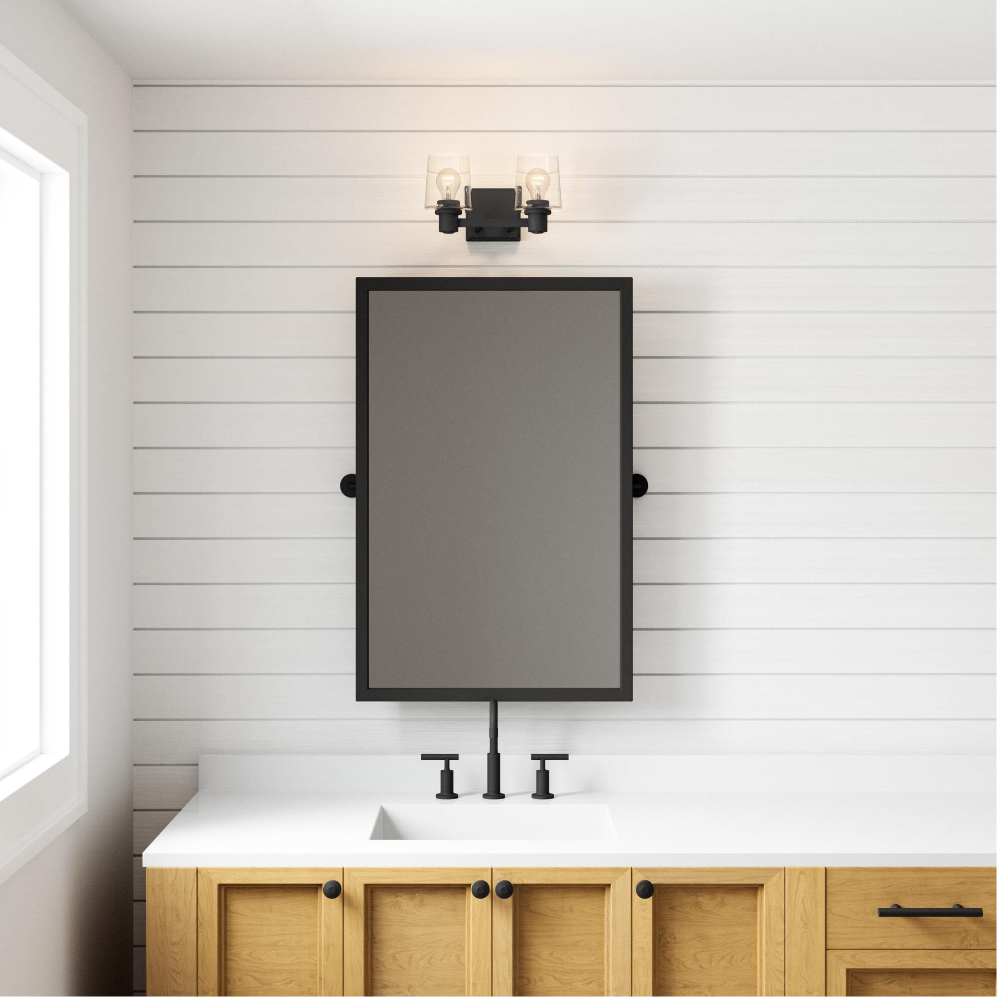 Shown in Black finish and Clear glass