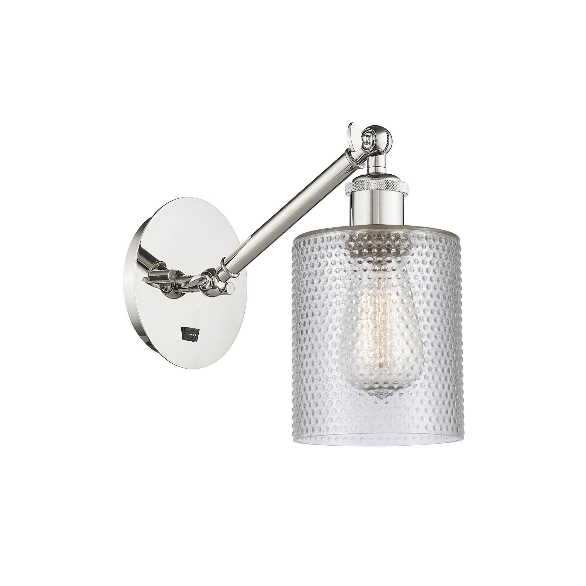 Shown in Polished Nickel finish and Clear Cobbleskill glass