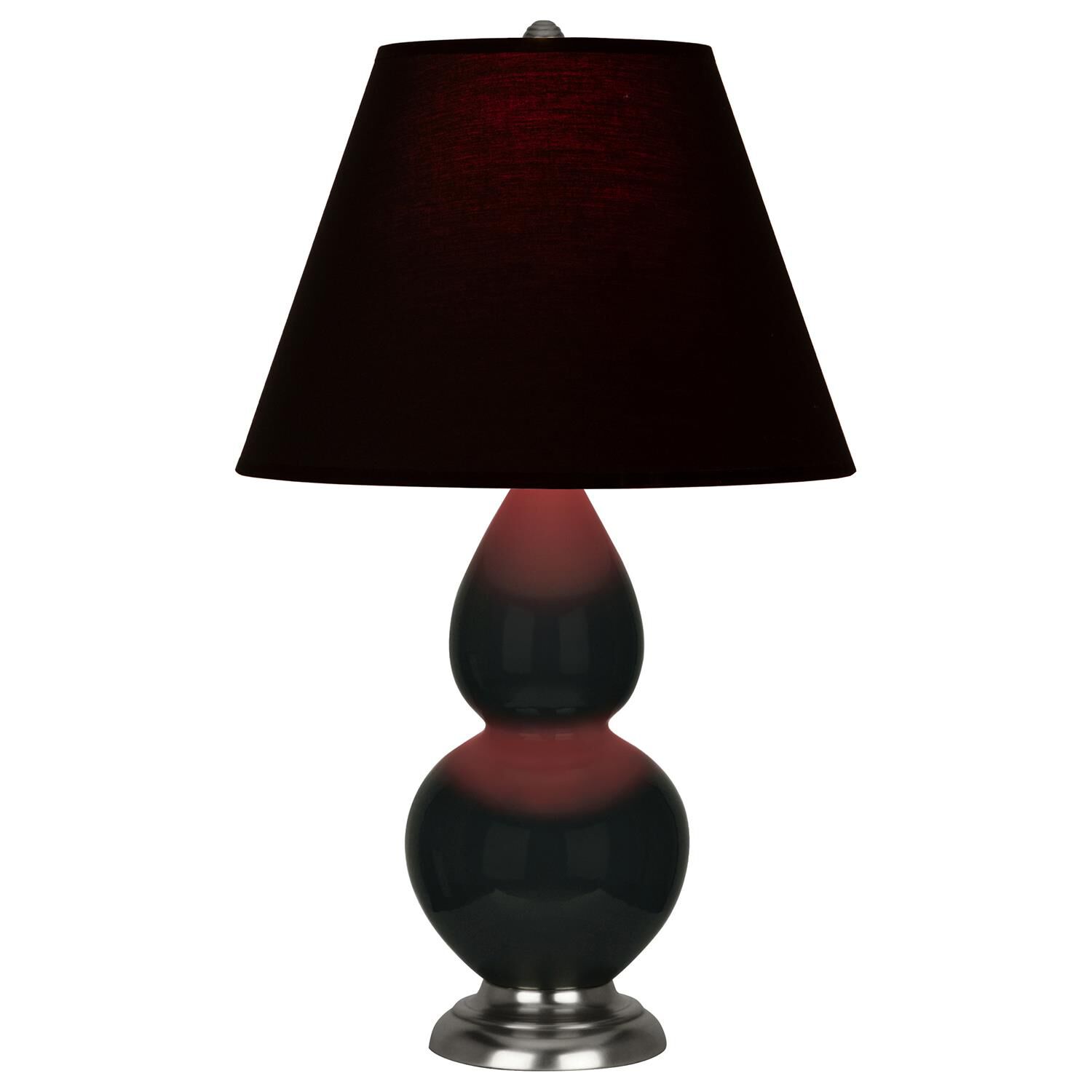 Shown in Obsidian finish and Ink Black with Rose Red Lining shade and Antique Silver accent