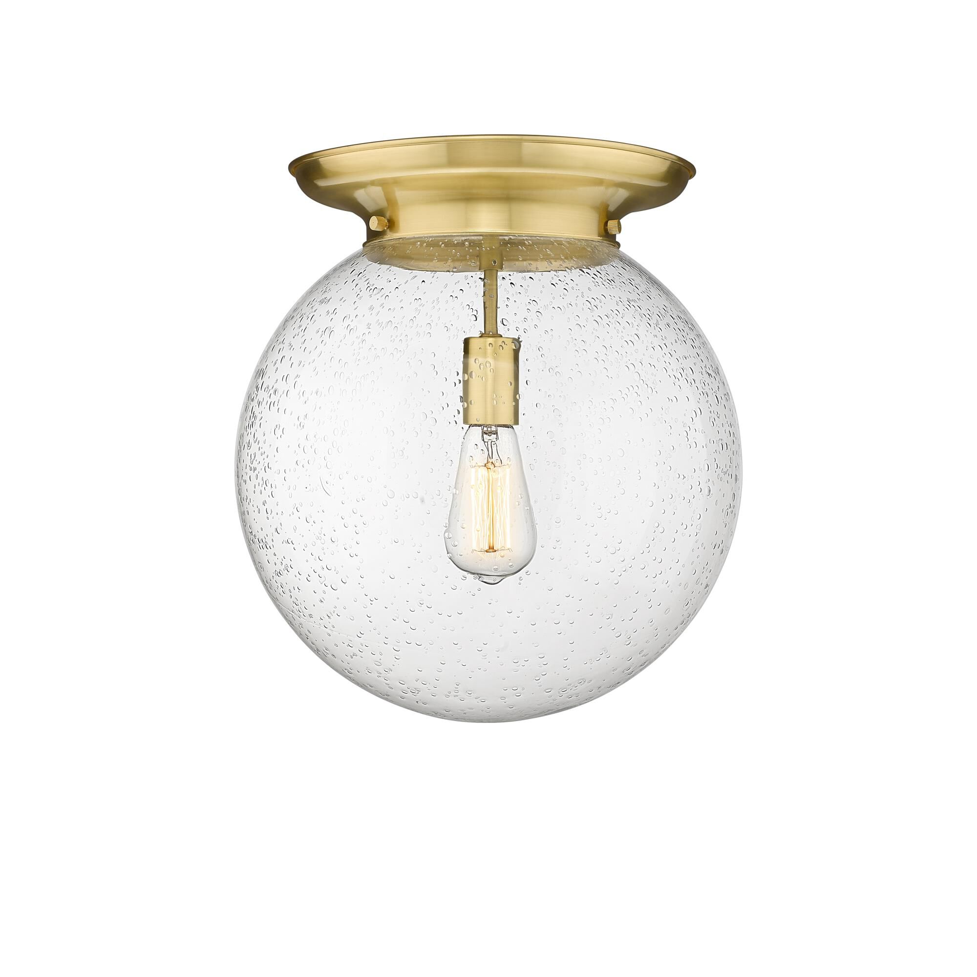 Shown in Satin Gold finish and Seedy glass