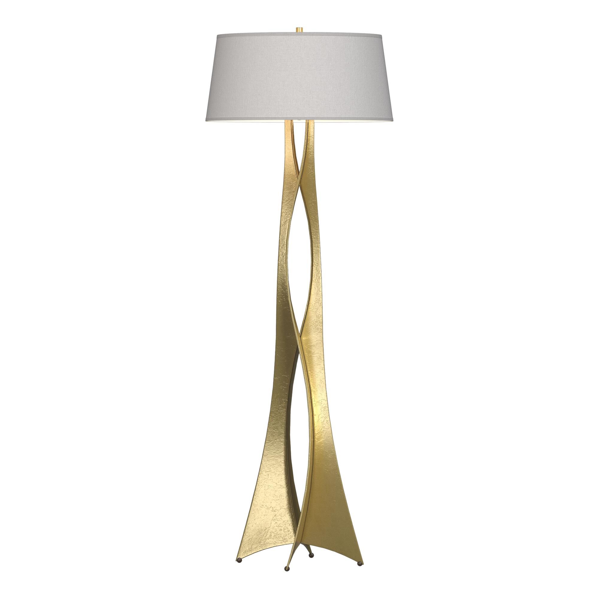 Shown in Modern Brass finish and Flax shade