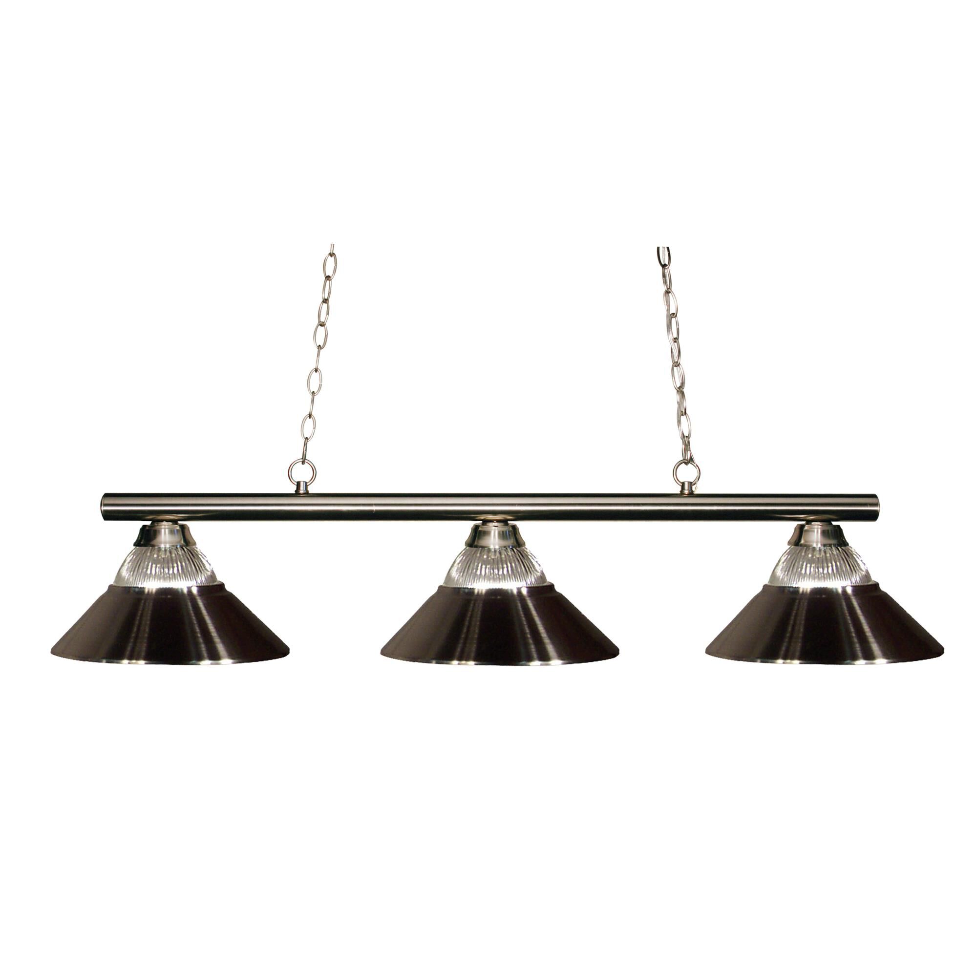 Shown in Brushed Nickel finish and + Steel glass and Glass + Steel shade