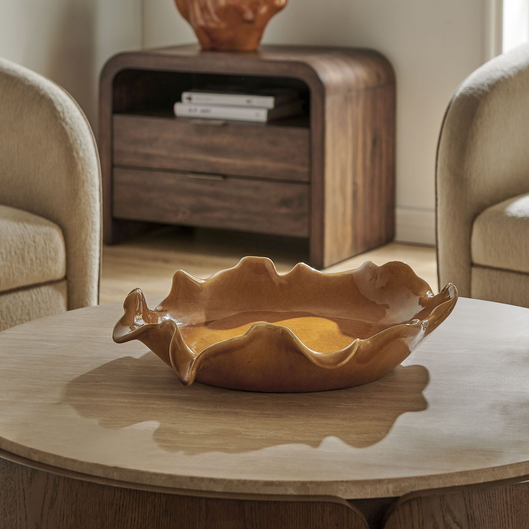 Golden Crest Ruffle Bowl,