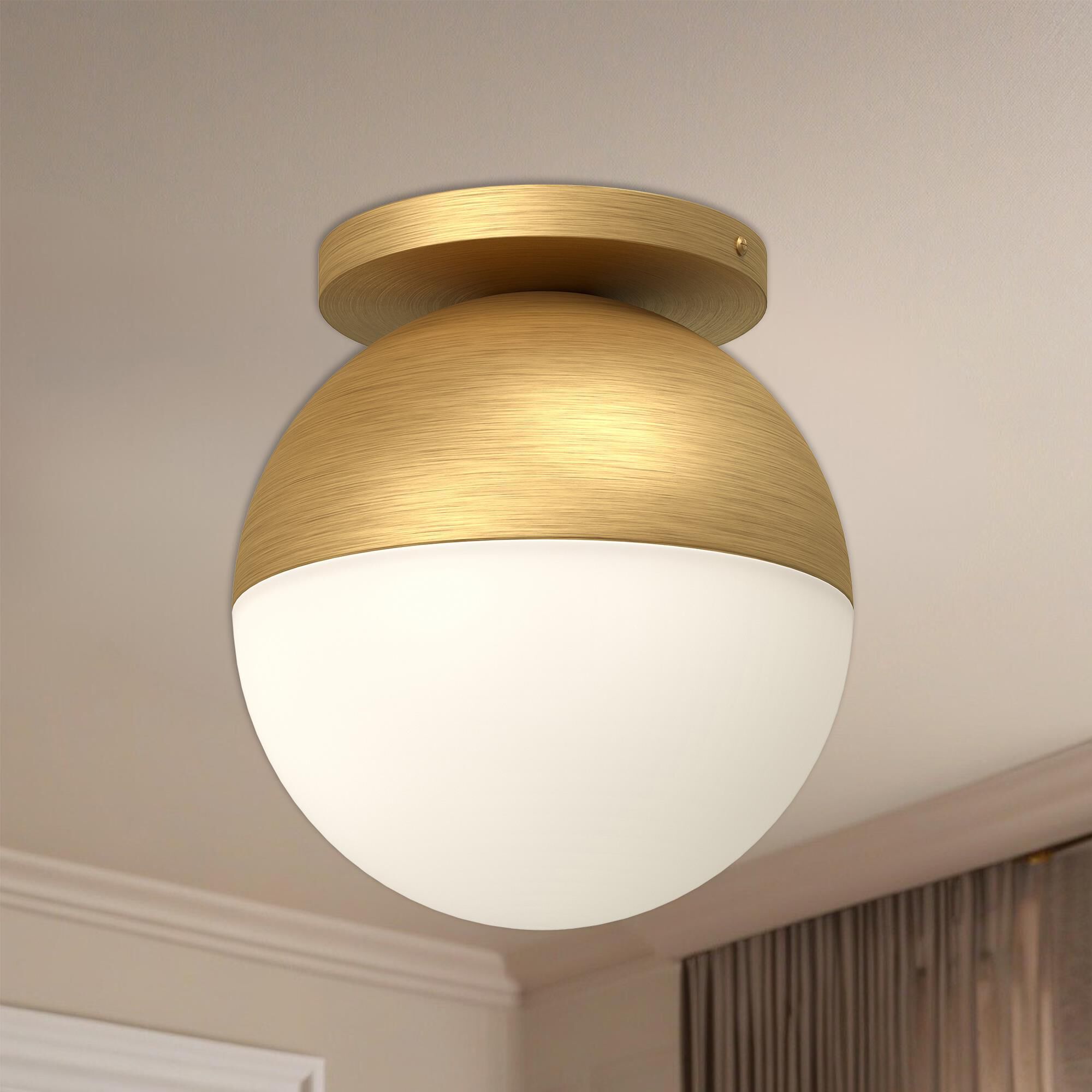 Shown in Brushed Gold finish and Opal glass