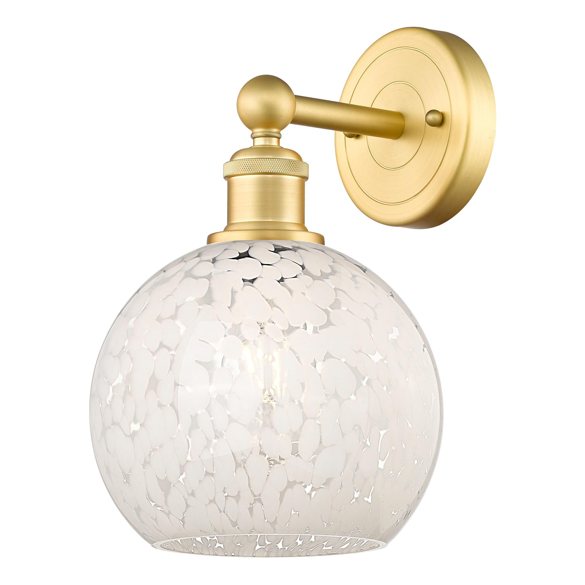 Shown in Satin Gold finish and White Mouchette glass