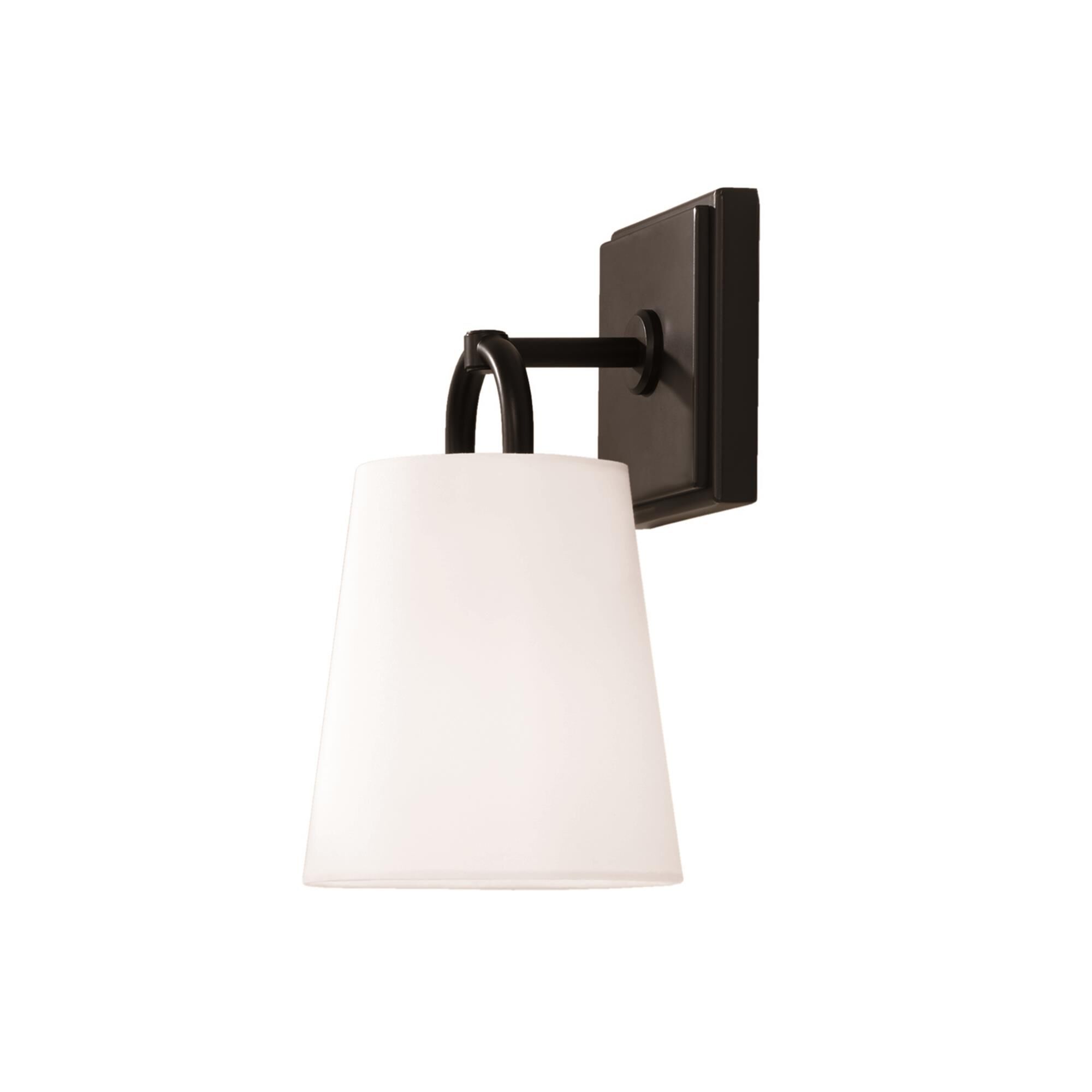 Shown in Matte Black finish and White Fabric shade