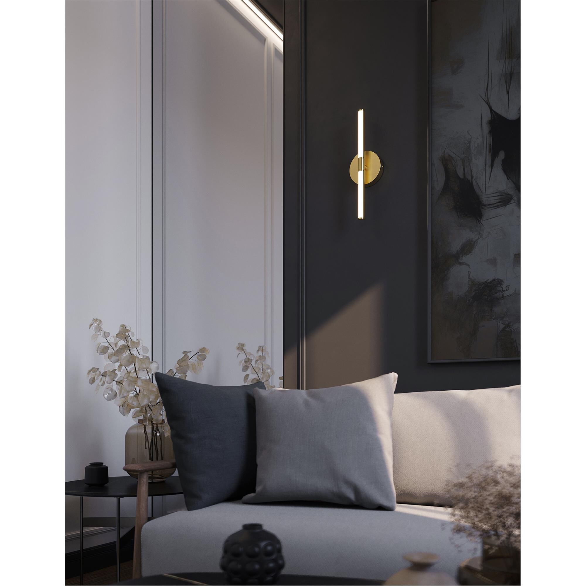 Shown in Light Antique Brass finish and White Acrylic glass