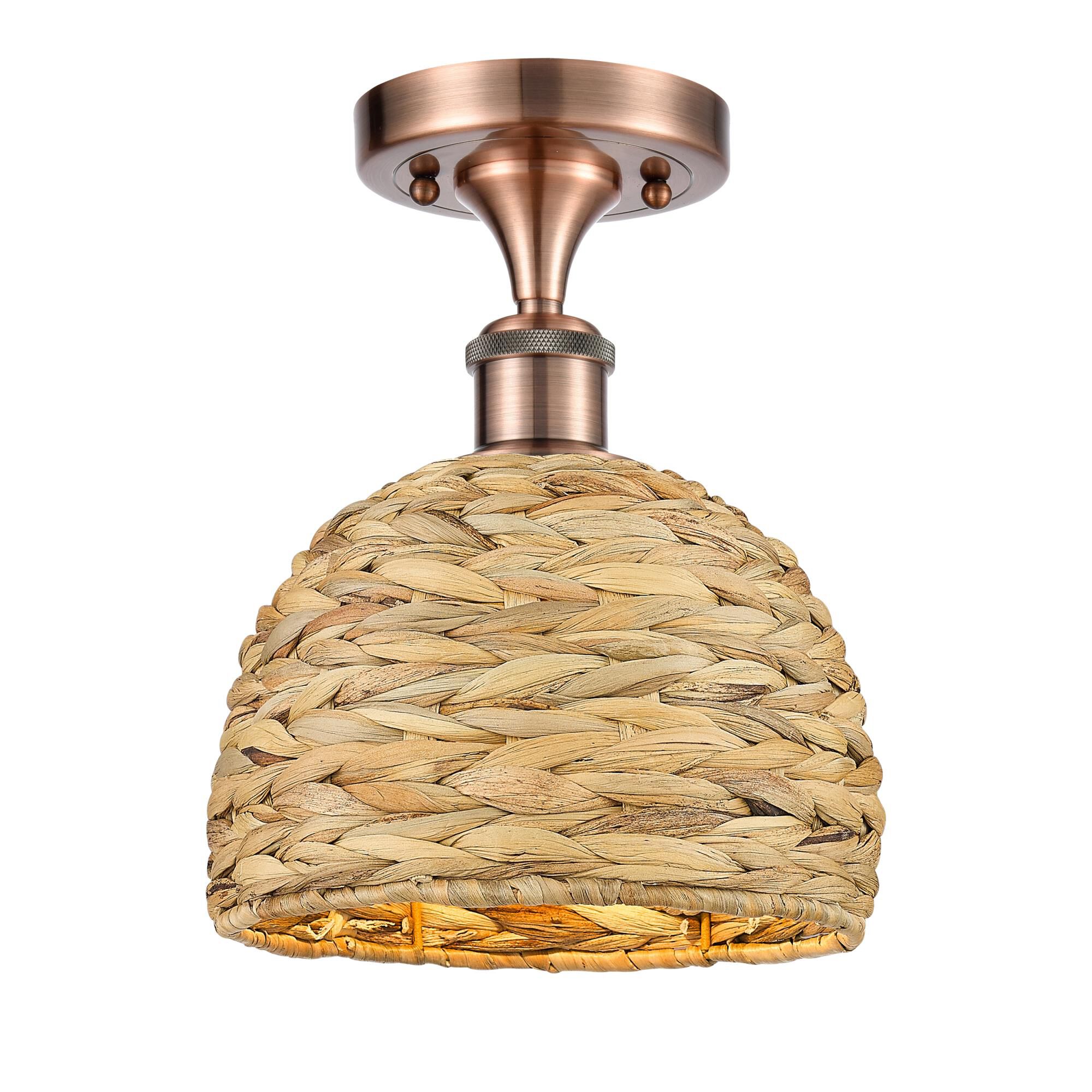 Bruno Marashlian Woven Rattan 8 Inch Semi Flush Mount by Innovations Lighting