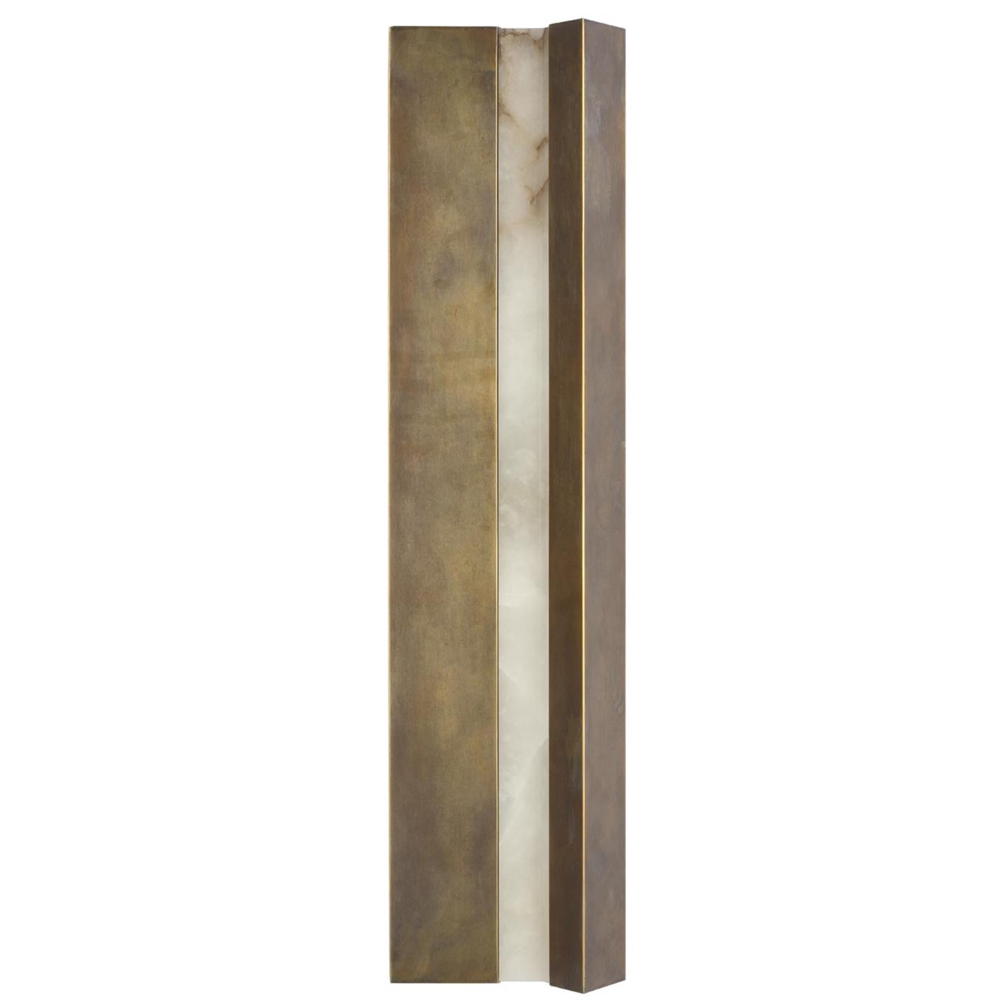 Shown in Mottled Brass finish and Alabaster shade