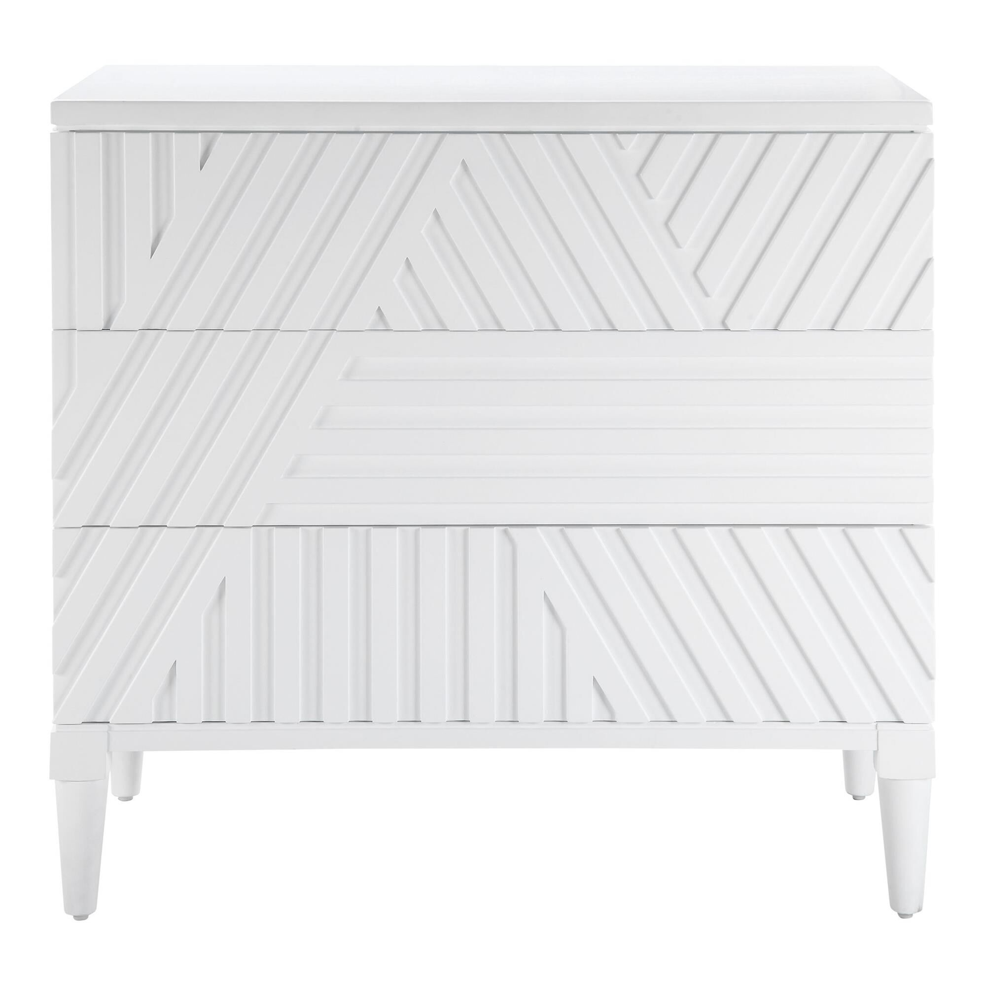 Shown in Refreshingly Modern, This Geometric Accent Chest Features Carved Drawer Fronts, Creating A Monochrom finish
