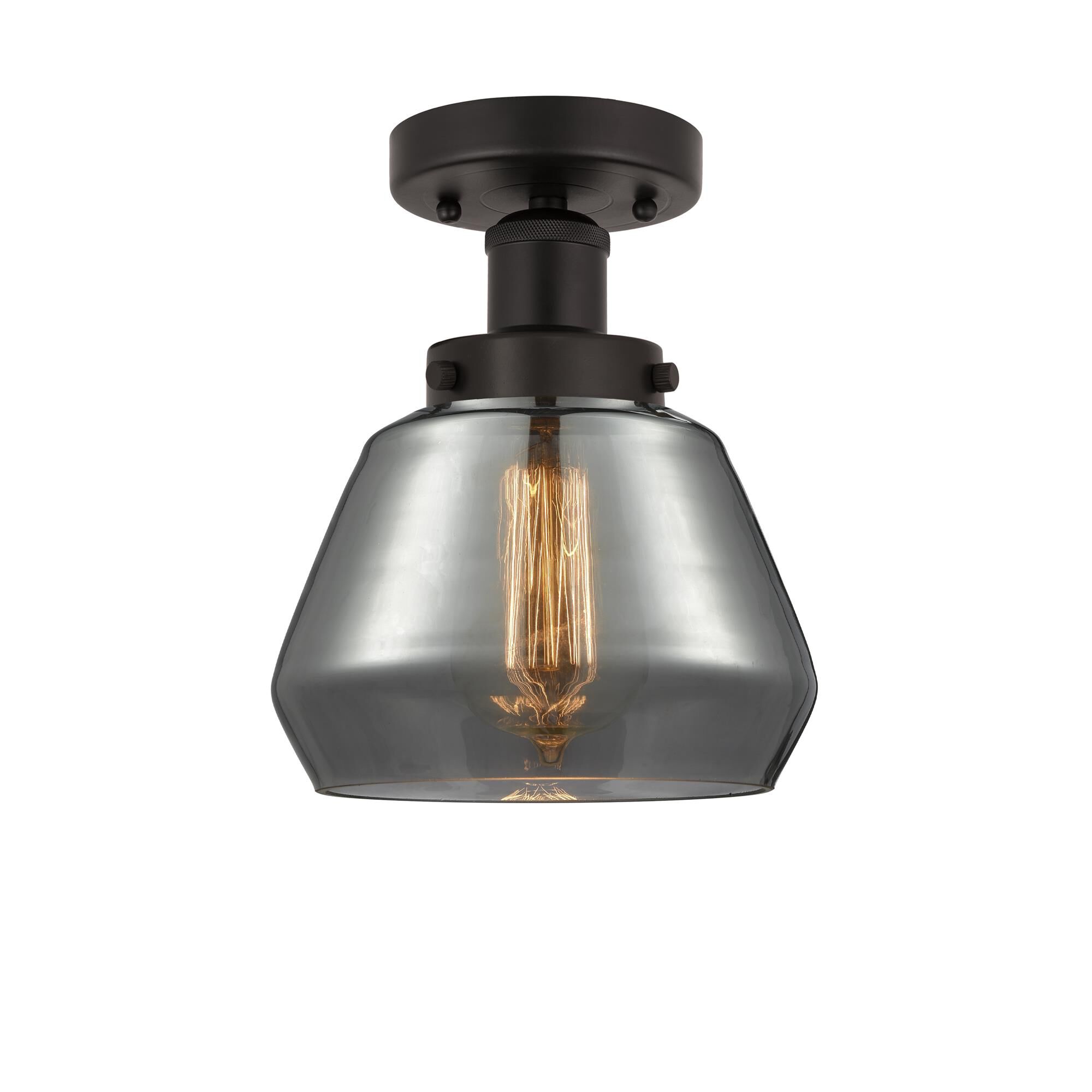 Shown in Oil Rubbed Bronze, Plated Smoke finish and Plated Smoke glass and Plated Smoke Glass shade