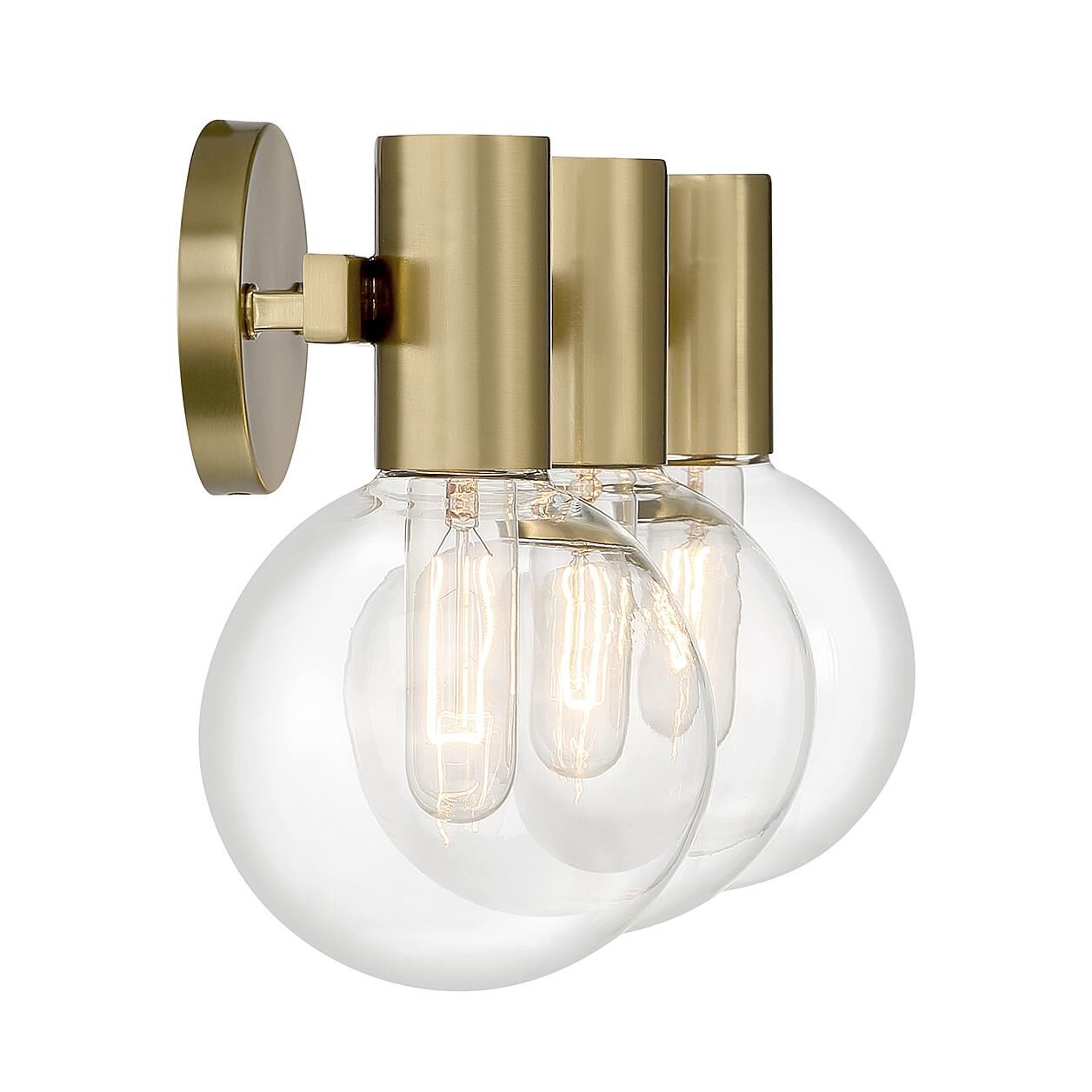 Shown in Warm Brass finish and Clear glass