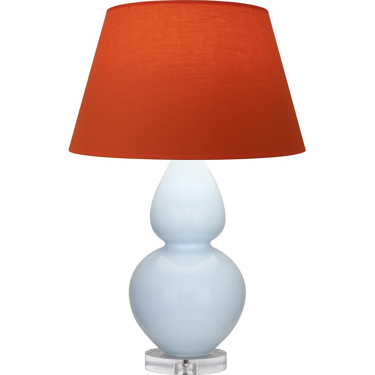Shown in Baby Blue finish and Tangerine and Taupe Lining shade and Lucite accent