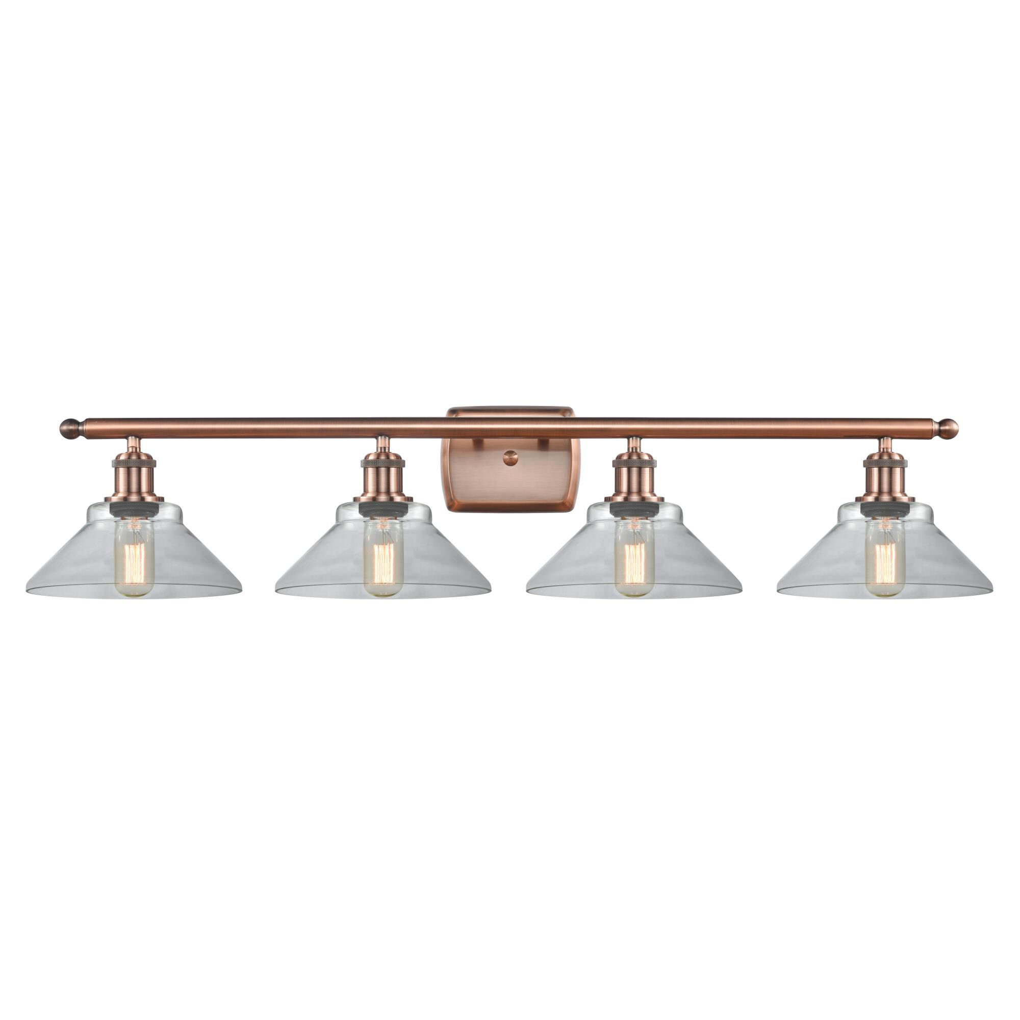 Shown in Antique Copper finish and Disc glass and Glass shade