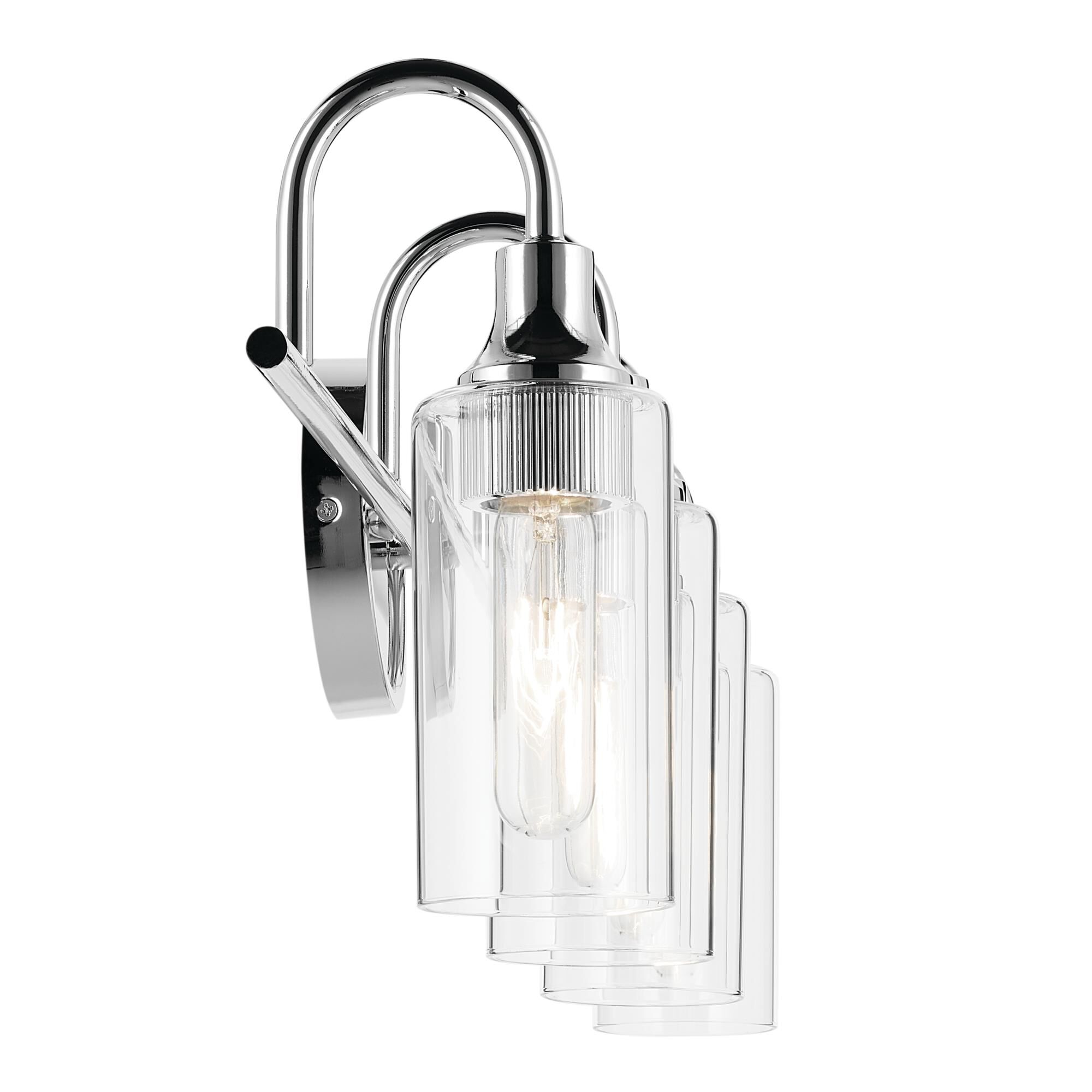 Shown in Chrome finish and Clear glass
