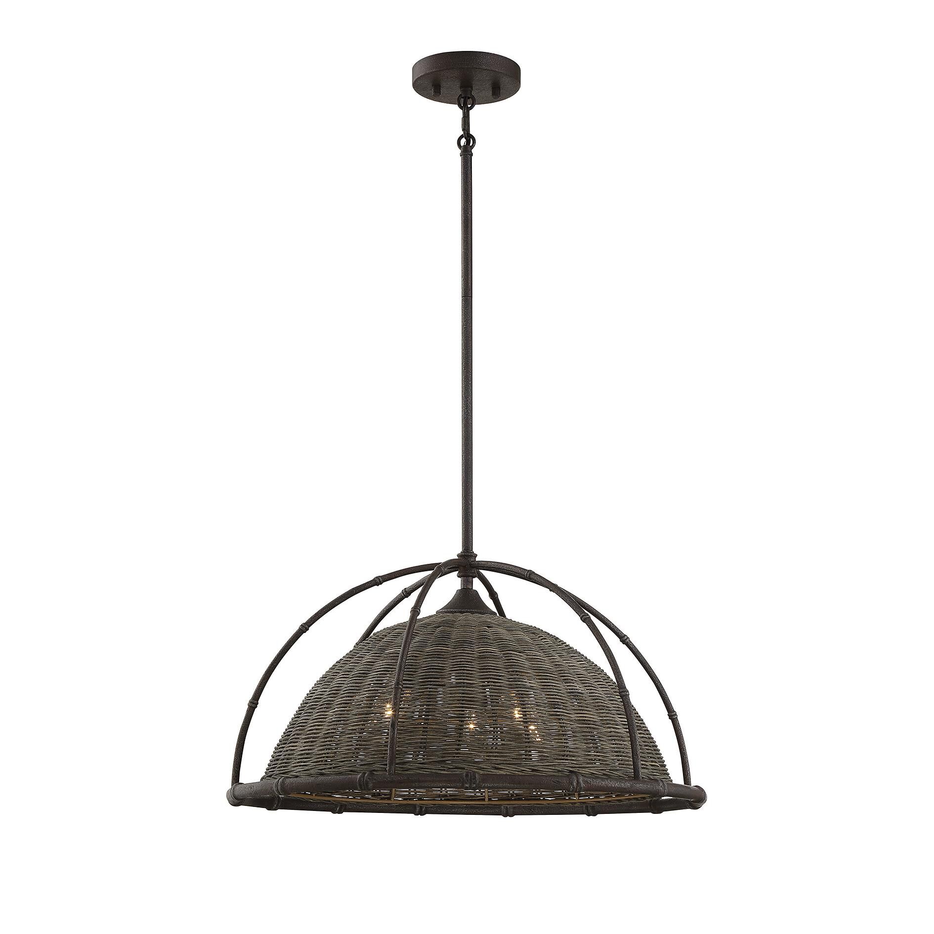 Shown in Gunsmoke With Gray Rattan finish and Gunsmoke With Gray Rattan shade